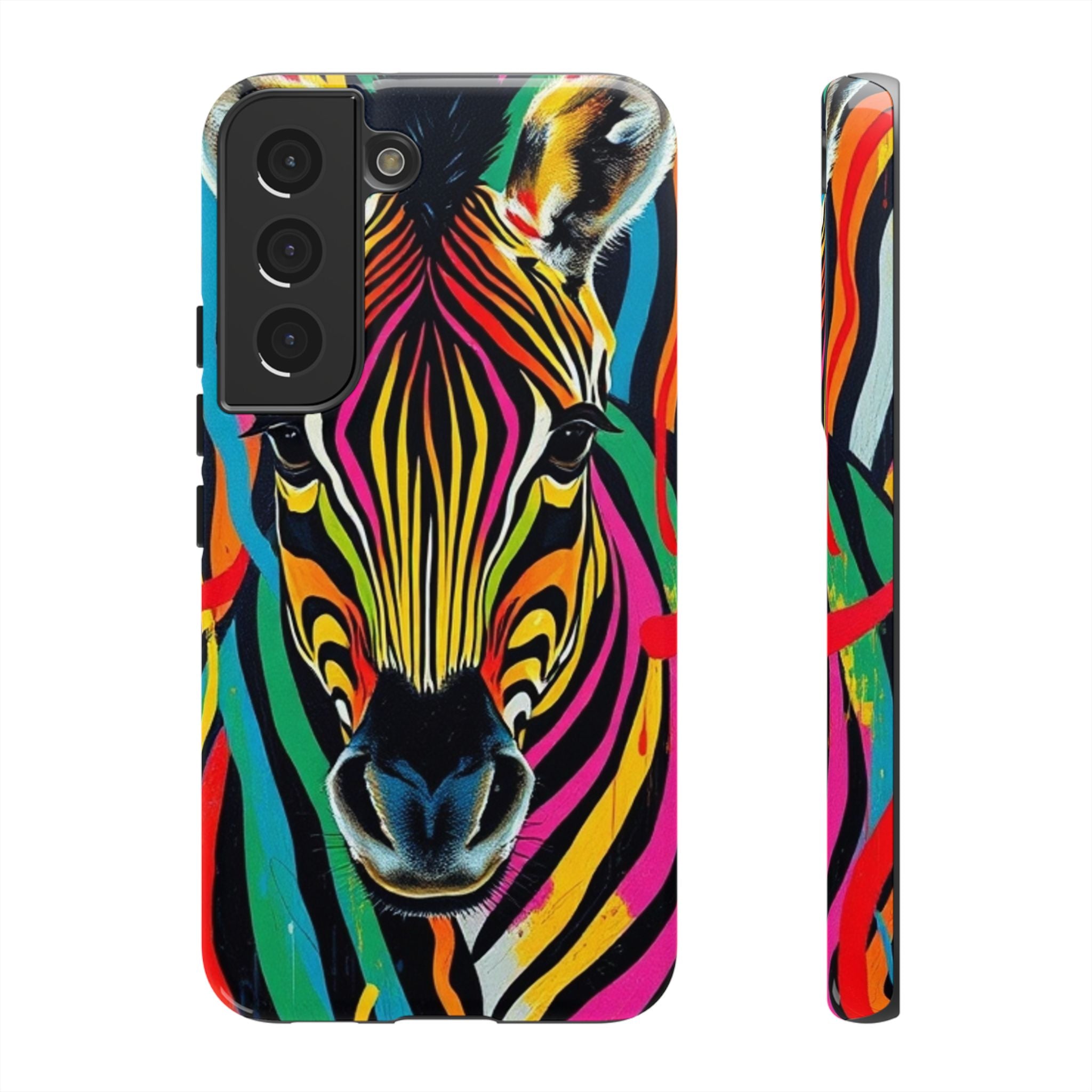 Android OR iPhone Compatible Cases - Rainbow Zebra Design - Unique Tough Cases