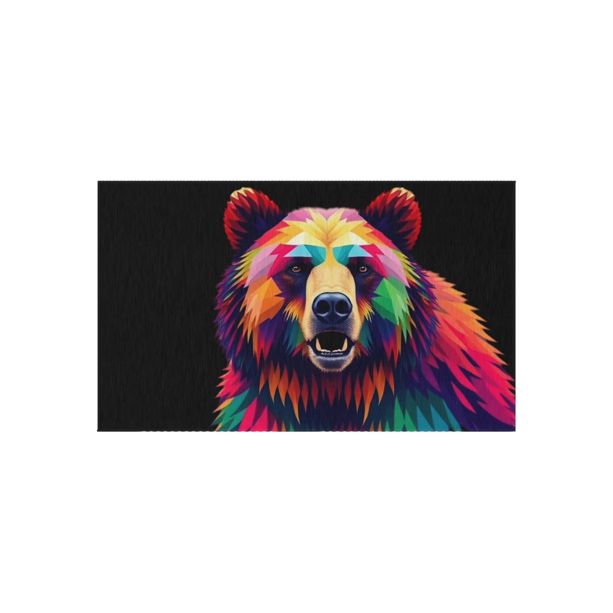 Colorful Fractal Bear Outdoor Rug - Colorful Decorative Mat for Patios & Gardens