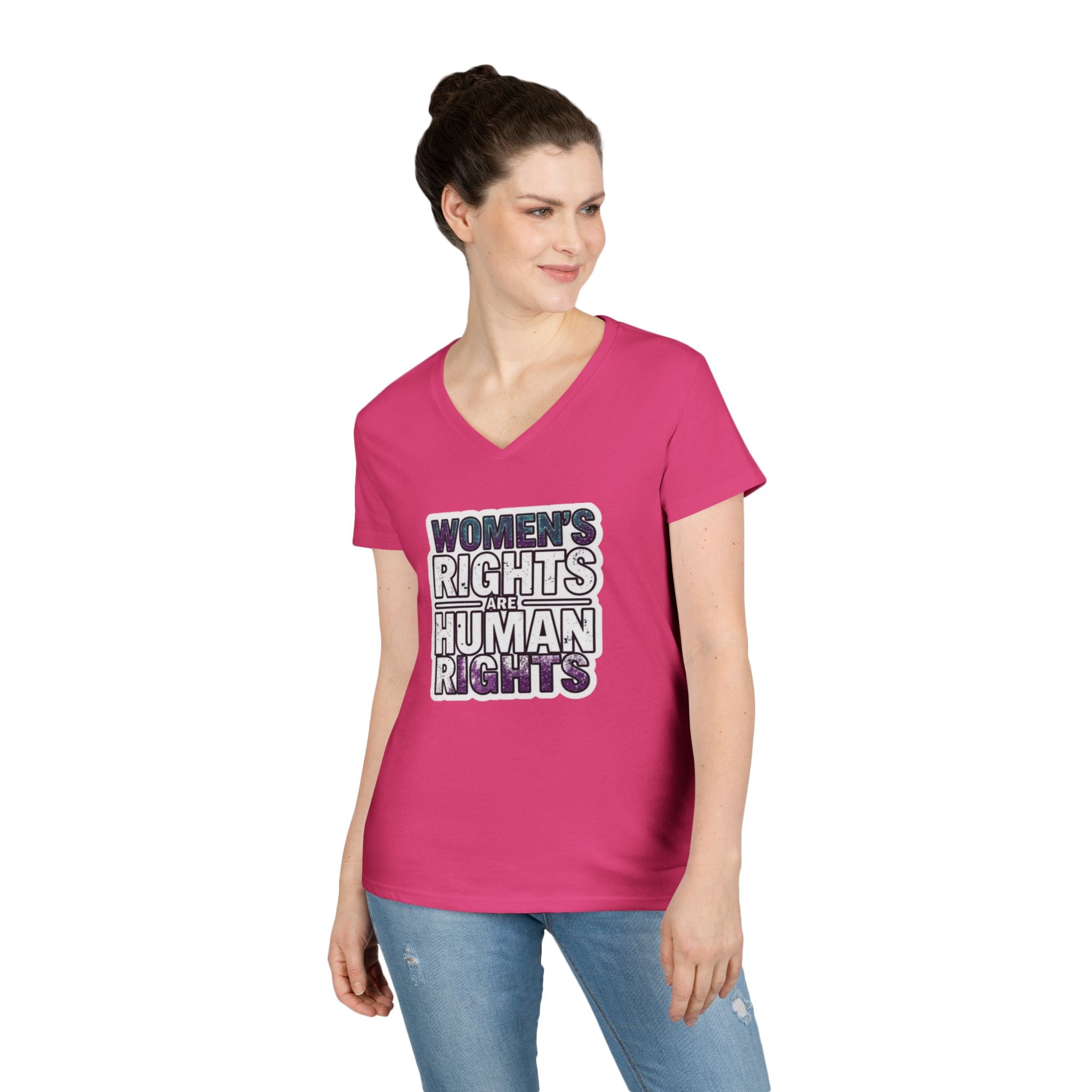 Empowerment Women's V-Neck T-Shirt - "Women's Rights are Human Rights"