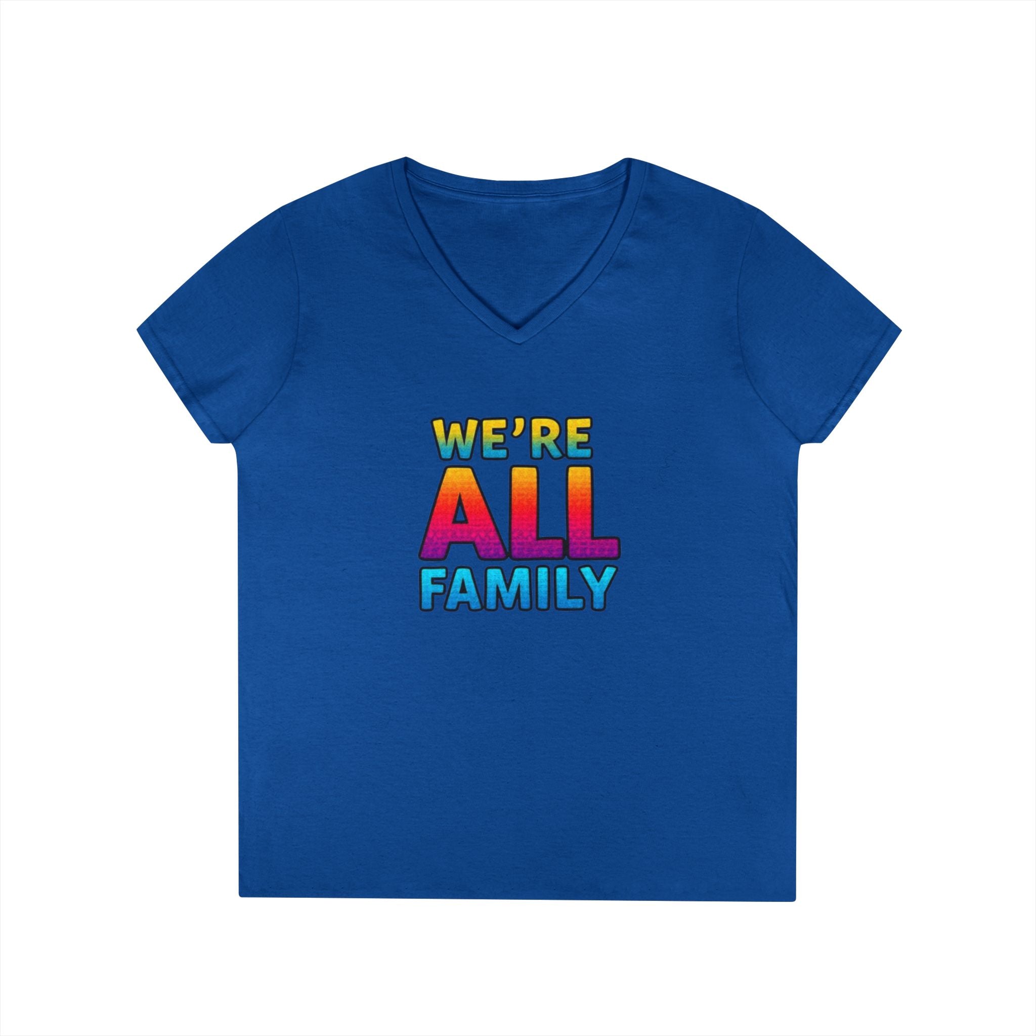Ladies' V-Neck T-Shirt - "We're All Family" Pride Tee