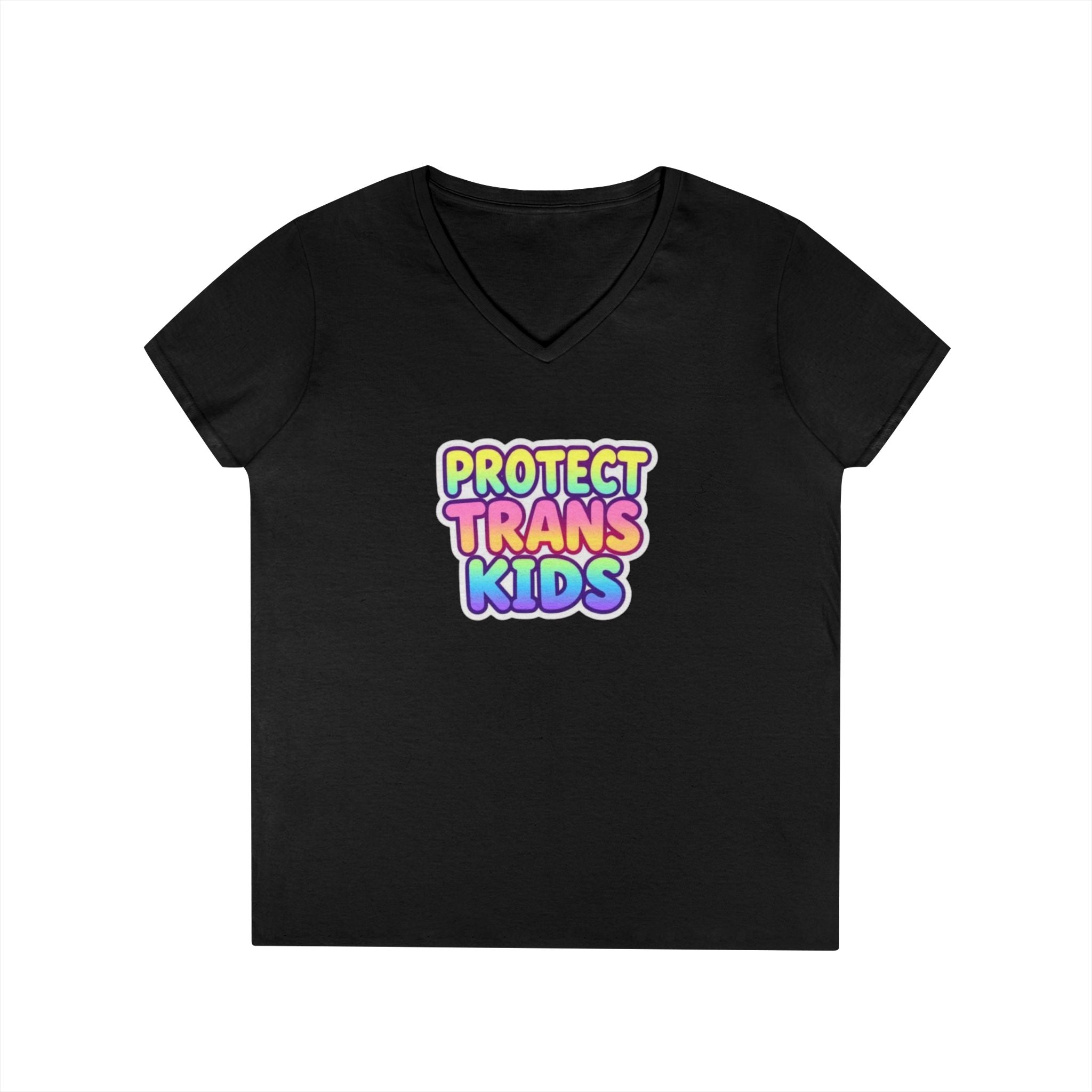 Protect Trans Kids V-Neck T-Shirt | Supportive Apparel for Advocacy