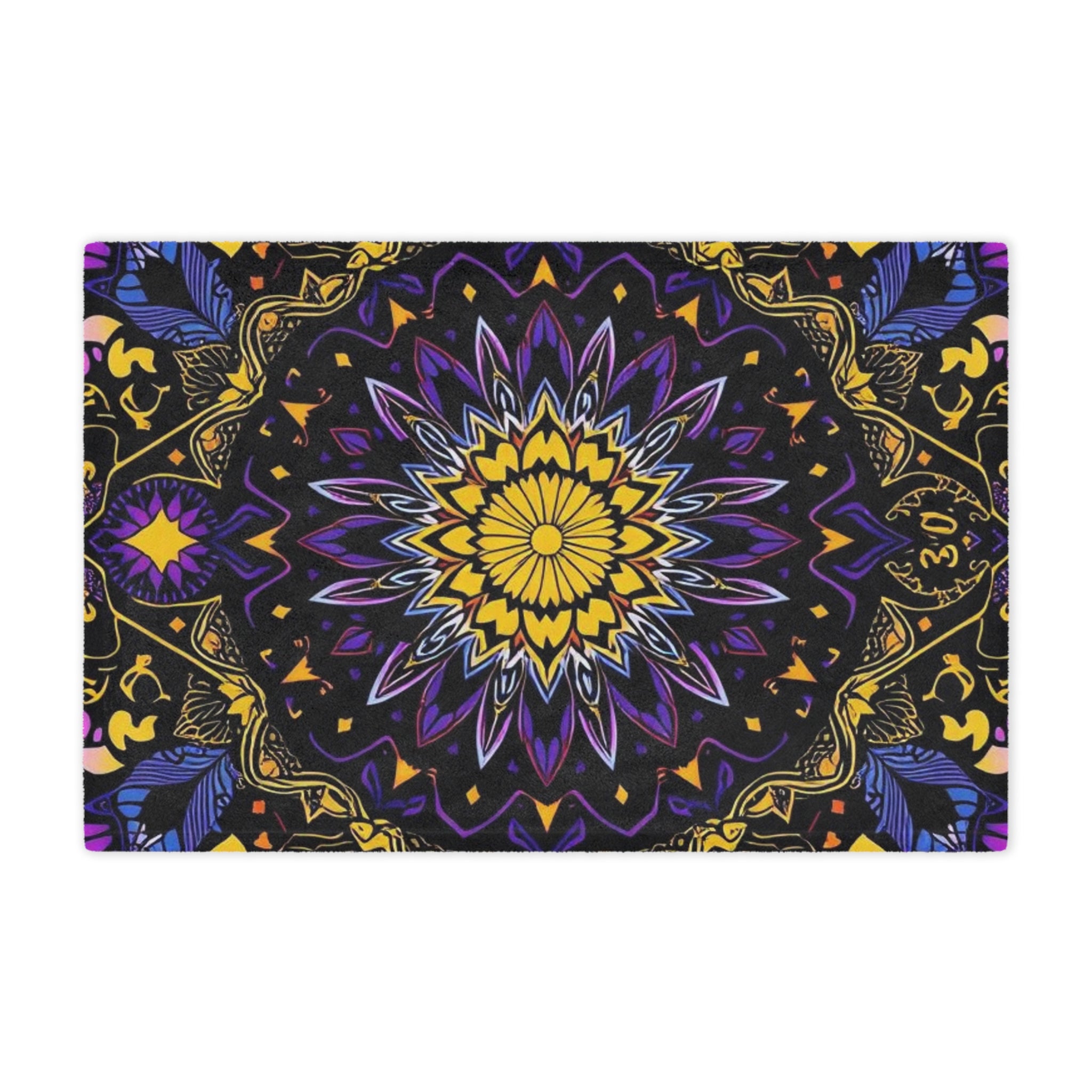 Purple, Yellow & Black mandala design Microfiber Blanket
