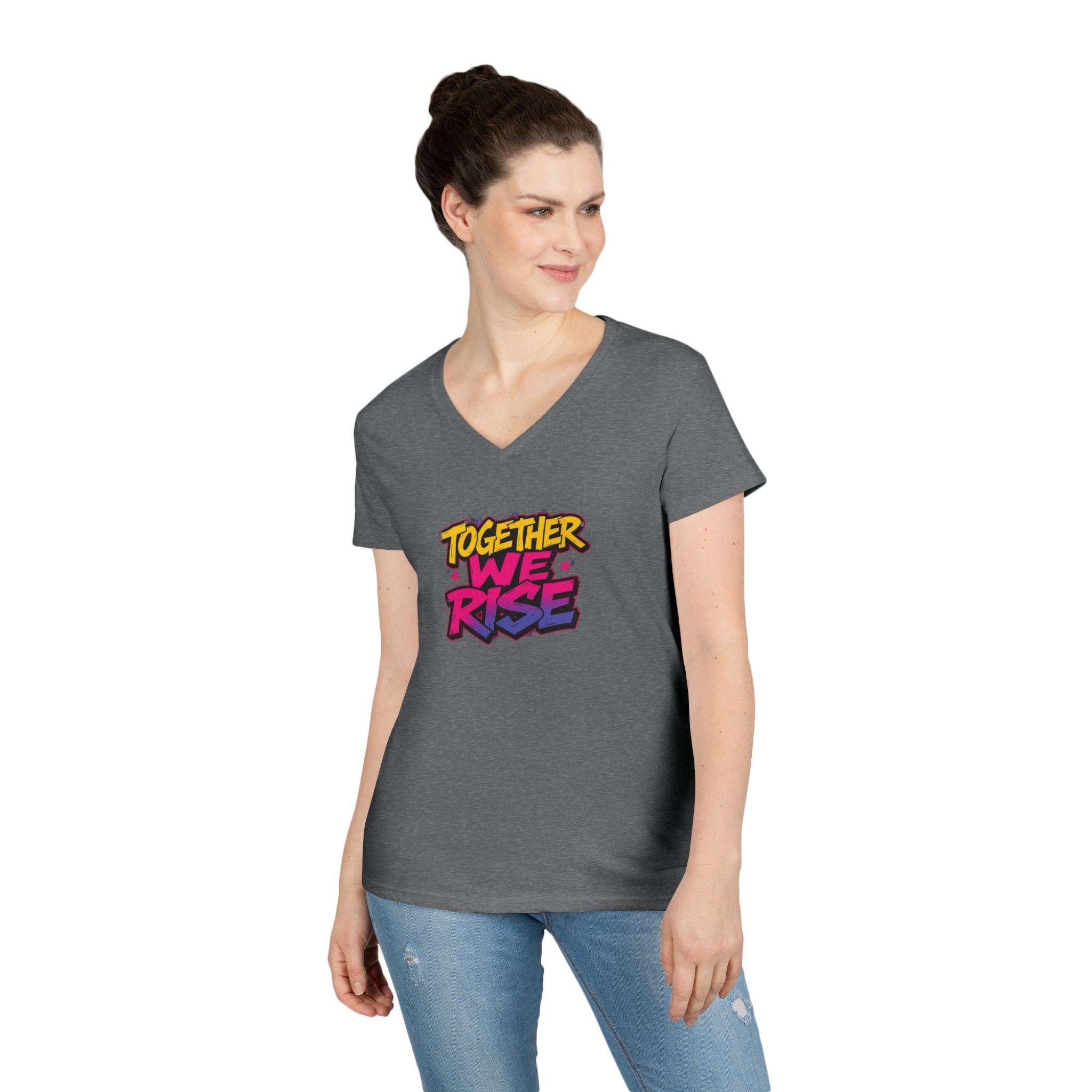 Together We Rise Ladies' V-Neck T-Shirt - Perfect Gift for Mother's Day