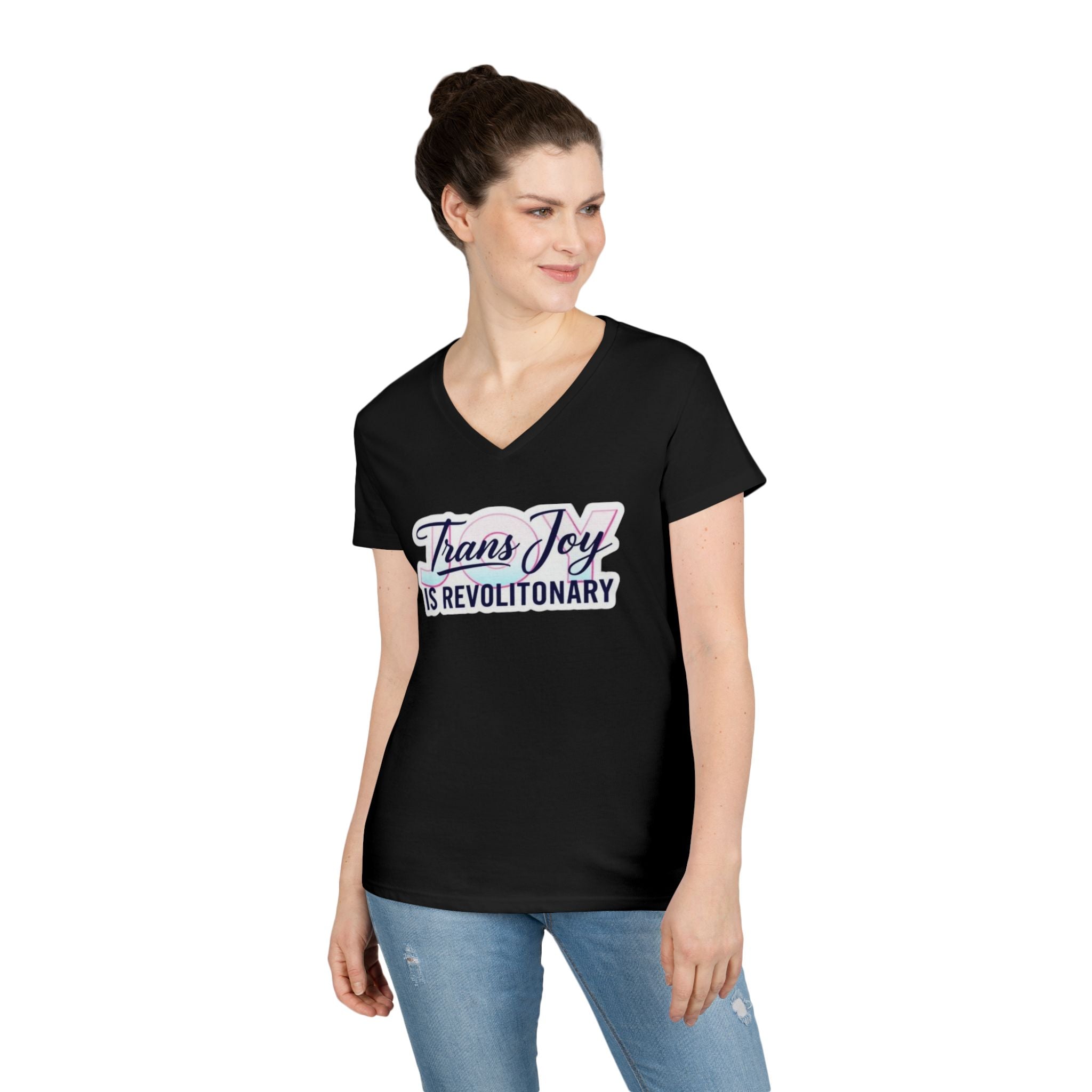 Trans Joy Ladies' V-Neck T-Shirt - Celebrate the LGBTQ+ Community