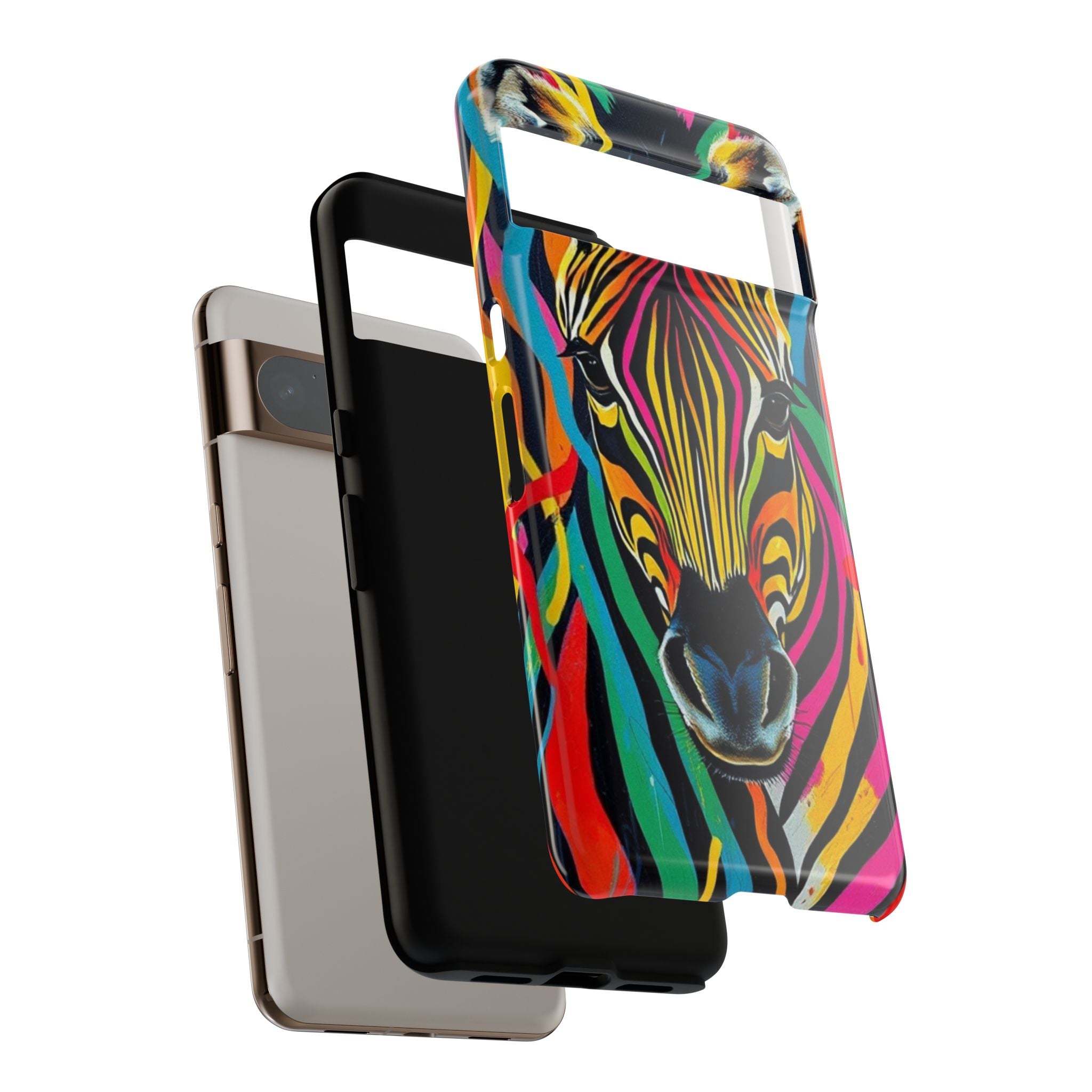 Android OR iPhone Compatible Cases - Rainbow Zebra Design - Unique Tough Cases