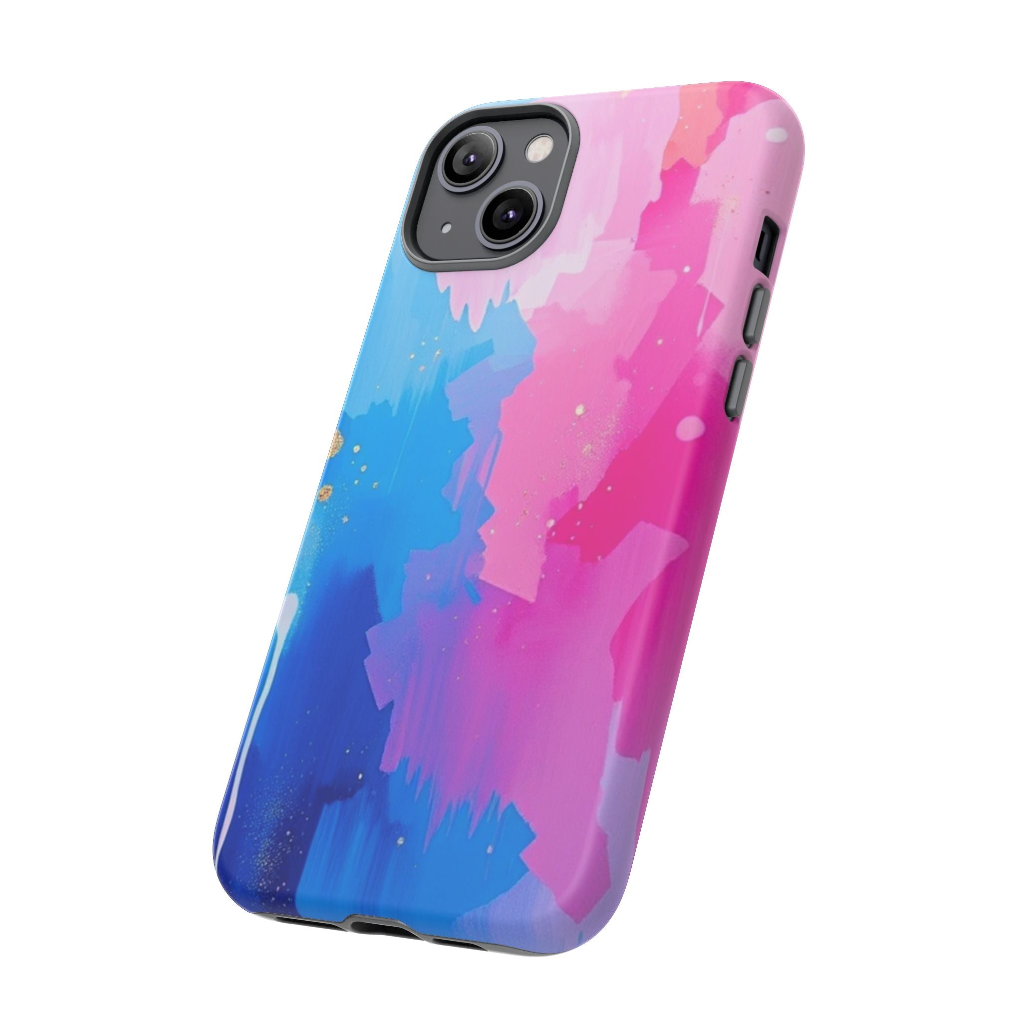 Android OR iPhone Compatible Cases - Pink and Blue Color Splash Design