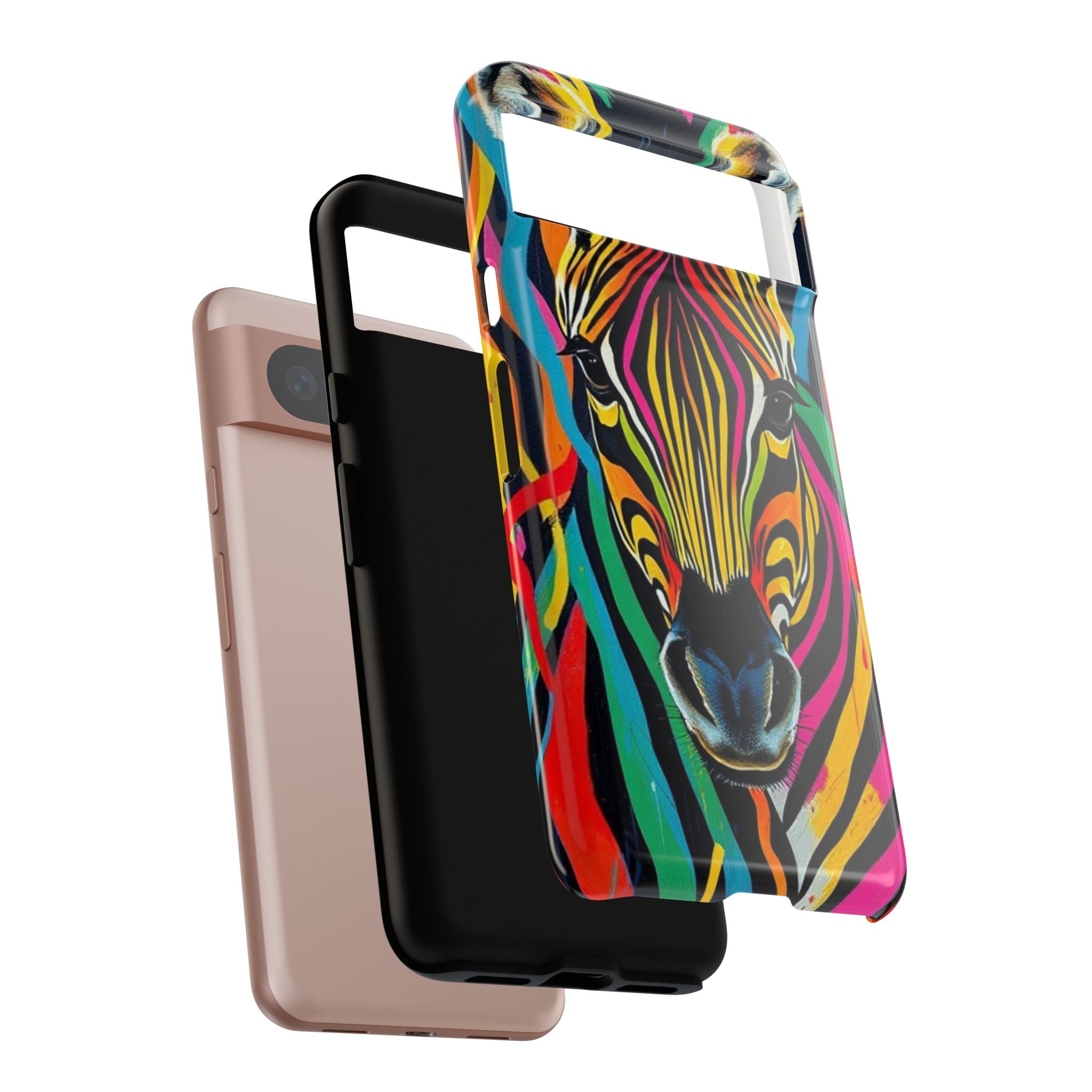 Android OR iPhone Compatible Cases - Rainbow Zebra Design - Unique Tough Cases