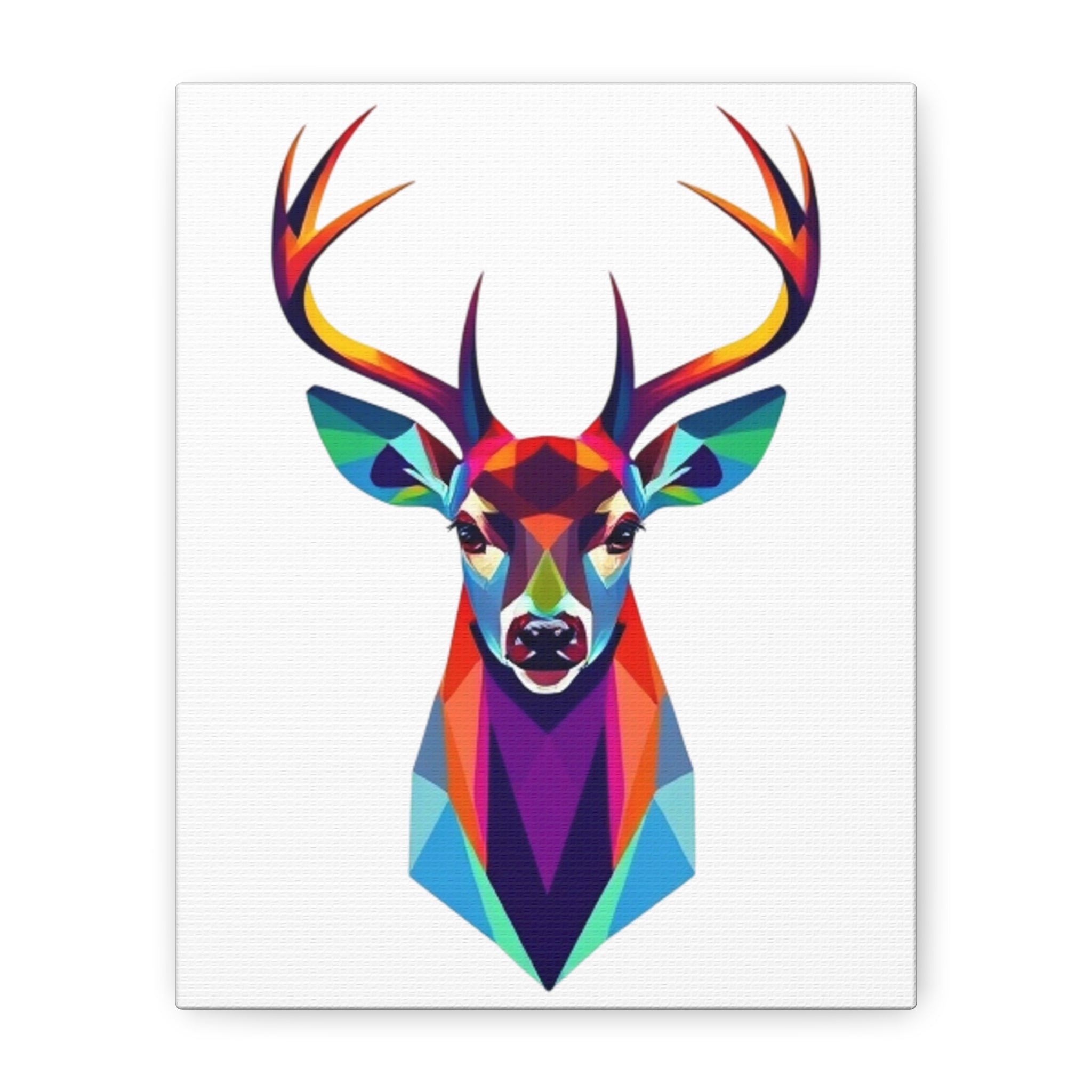 Vibrant Stag Canvas Wall Art - Colorful Geometric Deer Decor