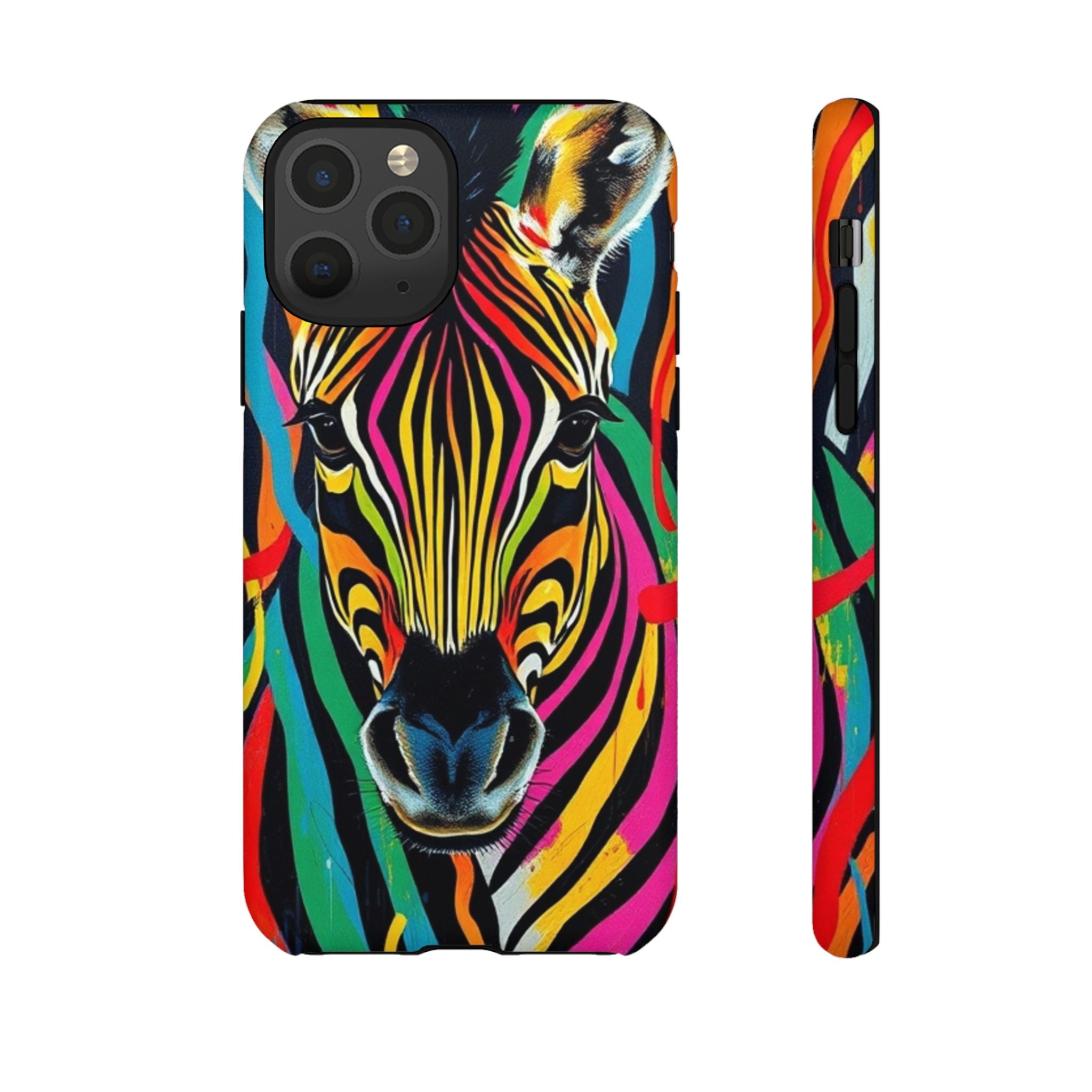 Android OR iPhone Compatible Cases - Rainbow Zebra Design - Unique Tough Cases