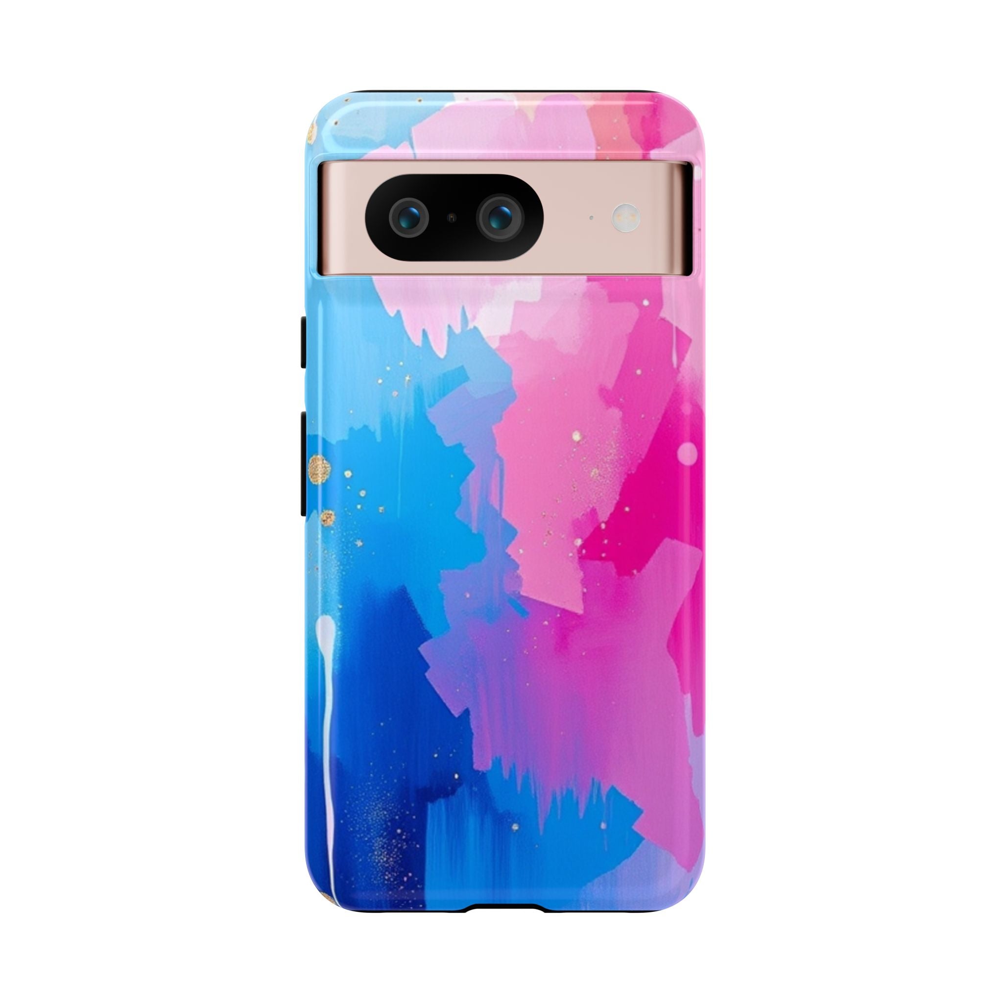 Android OR iPhone Compatible Cases - Pink and Blue Color Splash Design