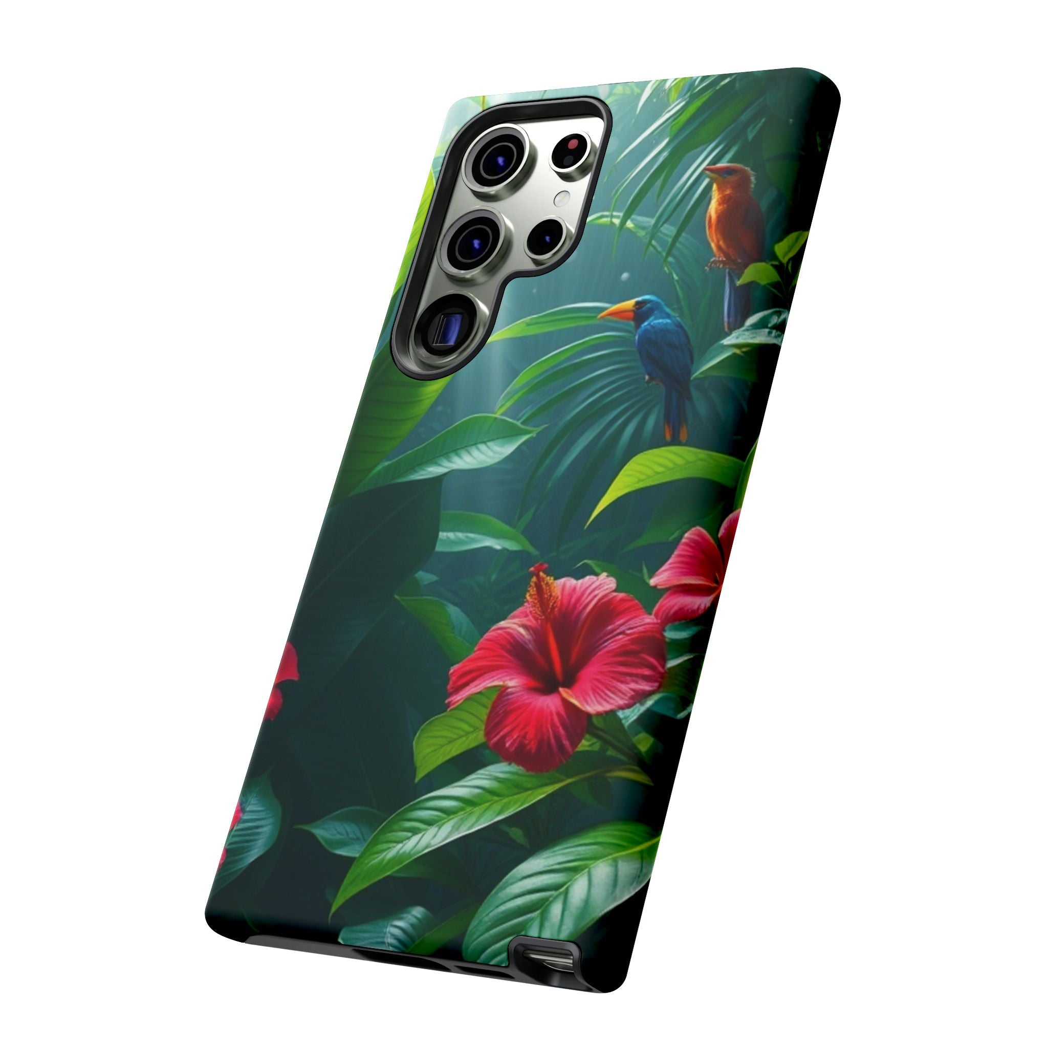 Android OR iPhone Compatible Cases - Tropical Flower & Bird Design - Unique Tough Cases