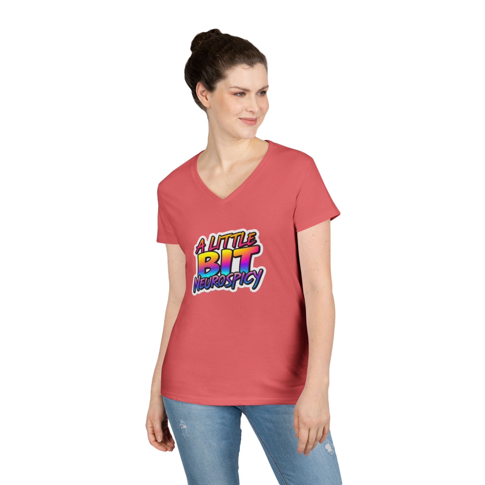 Neurospicy Ladies' V-Neck T-Shirt - Neurodivergent Awareness Design