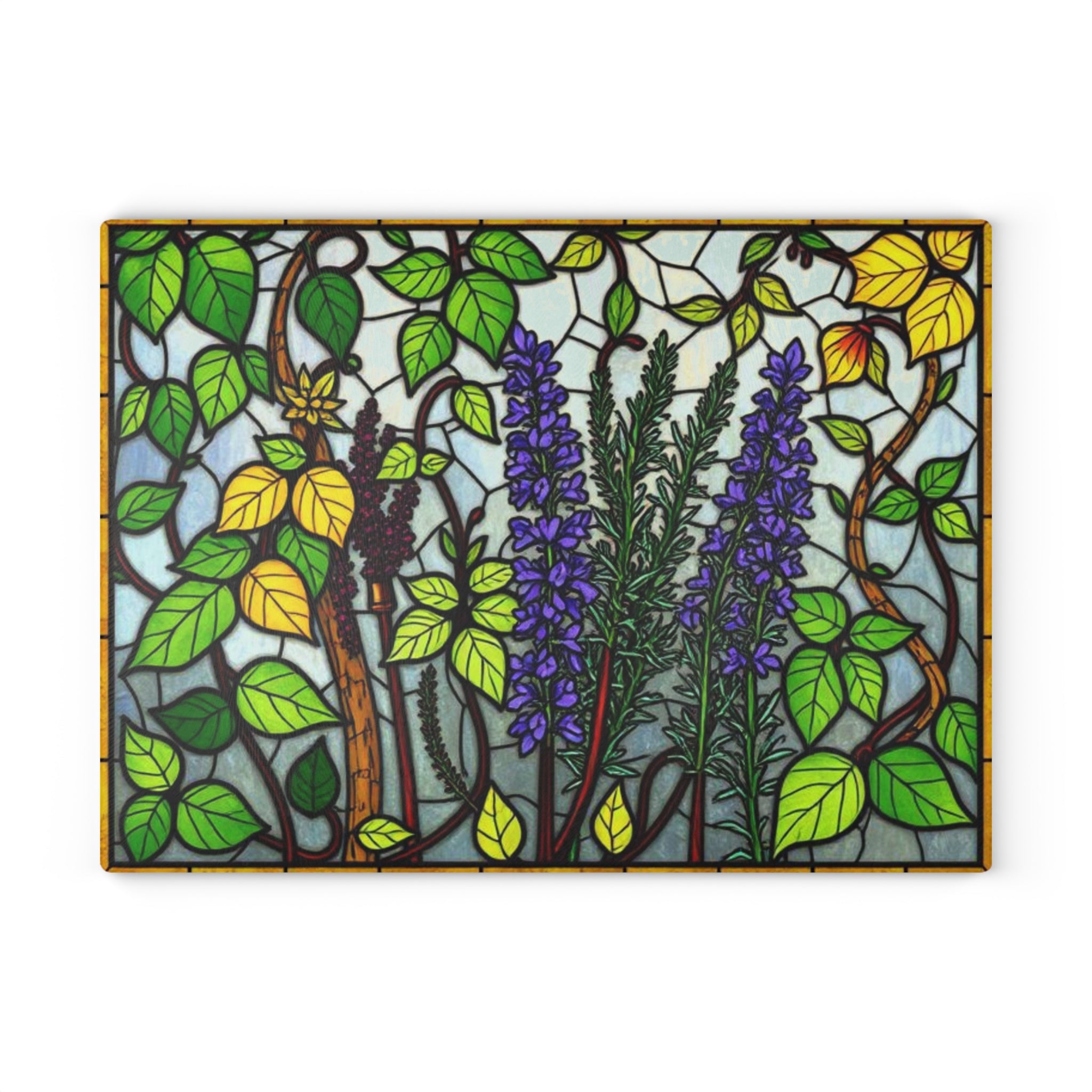 Botanical Stained Glass Cutting Board - Colorful Kitchen Decor for Nature Lovers