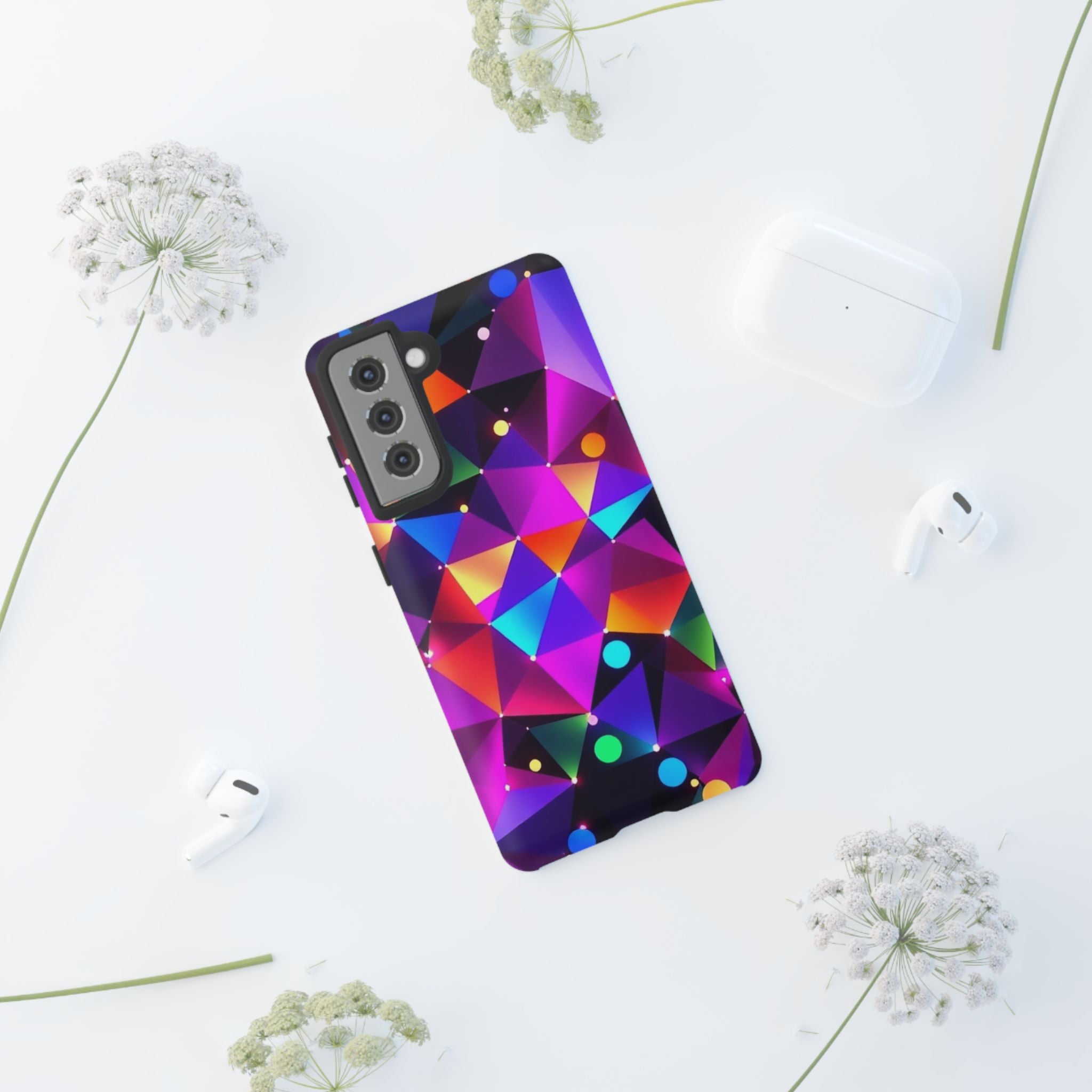 Android OR iPhone Compatible Cases - Colorful Angles Design - Unique Tough Cases