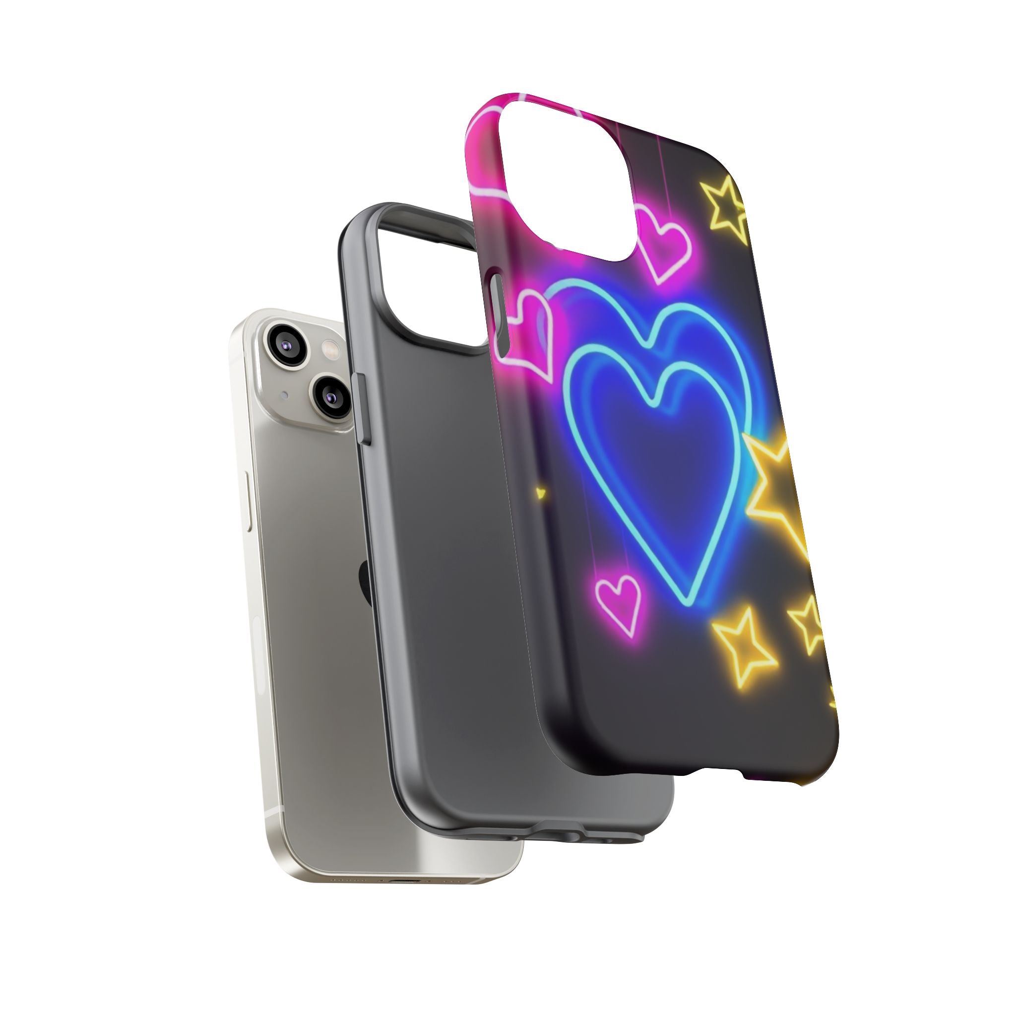Android OR iPhone Compatible Cases - Neon Love Design - Unique Tough Cases