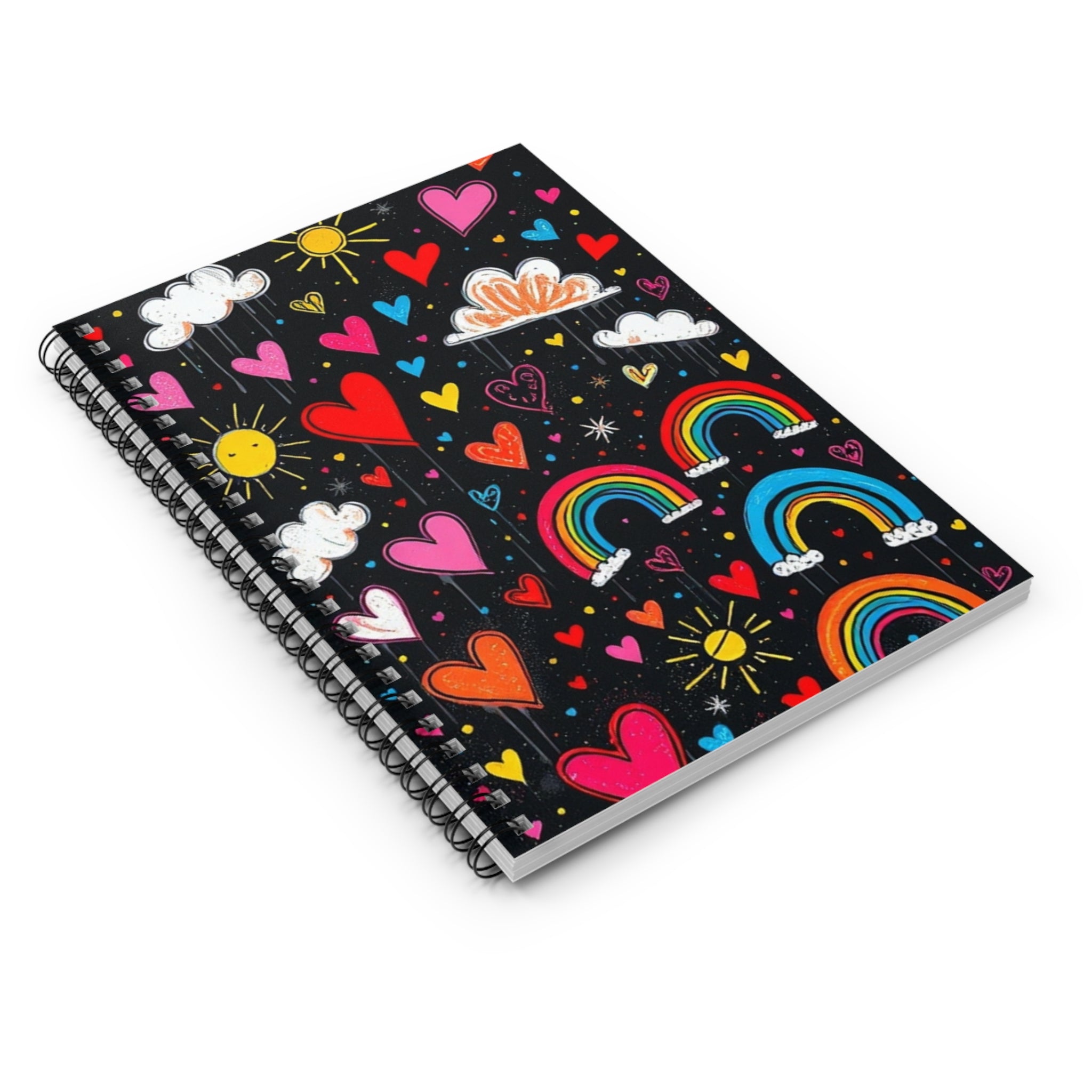 Colorful Rainbows & Hearts Spiral Notebook - Ideal for Creative Souls