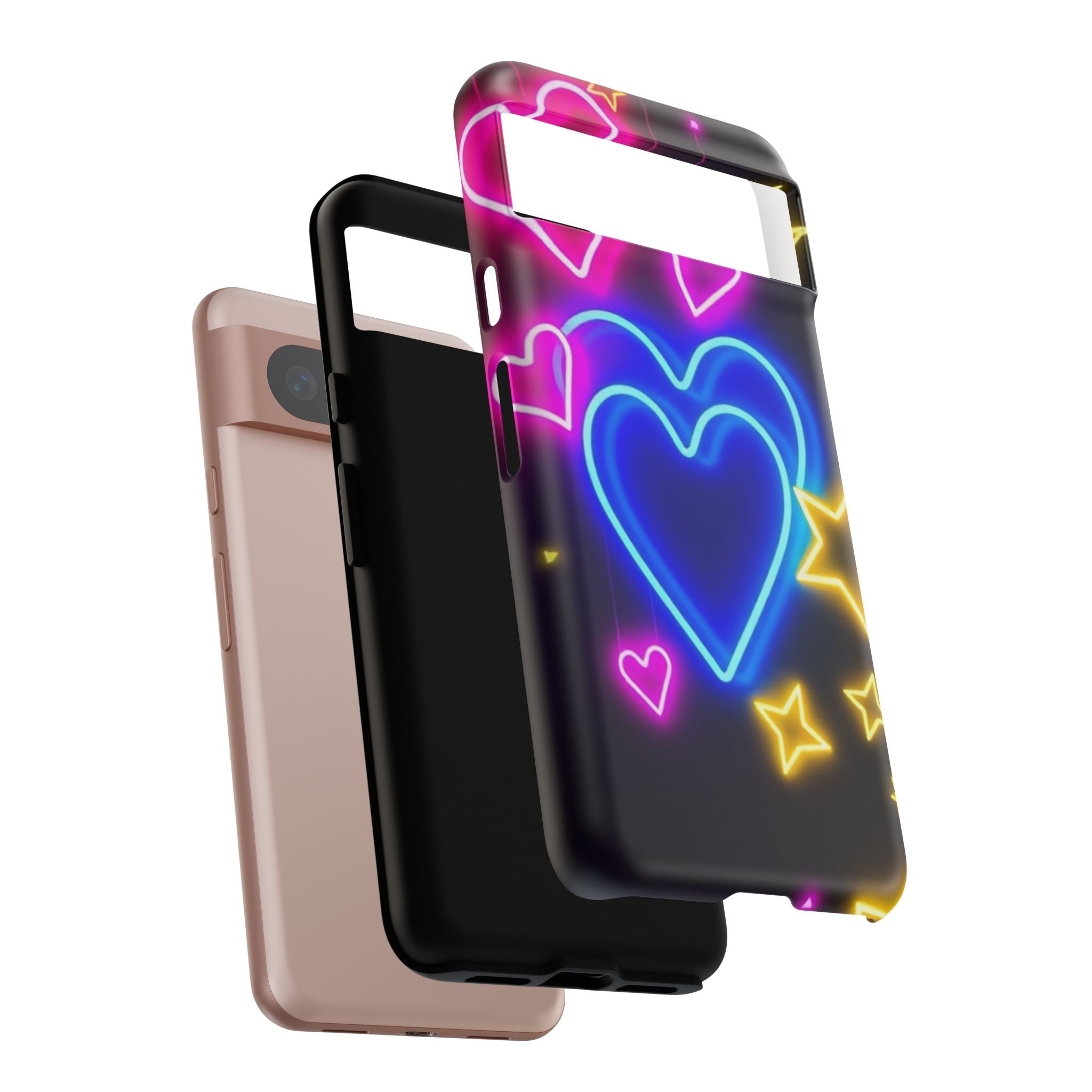Android OR iPhone Compatible Cases - Neon Love Design - Unique Tough Cases