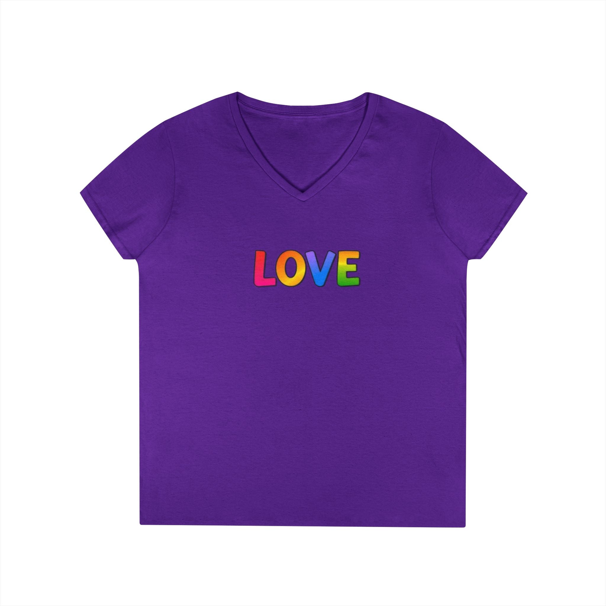 Colorful Love Ladies' V-Neck T-Shirt - Perfect for Everyday Wear and Celebrations