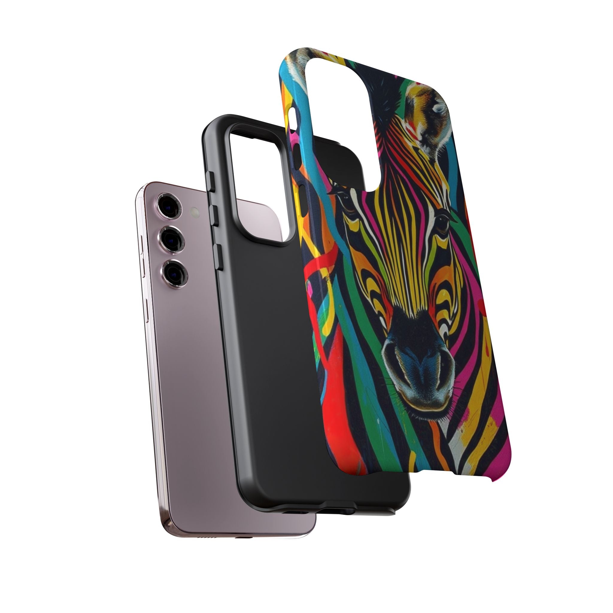 Android OR iPhone Compatible Cases - Rainbow Zebra Design - Unique Tough Cases