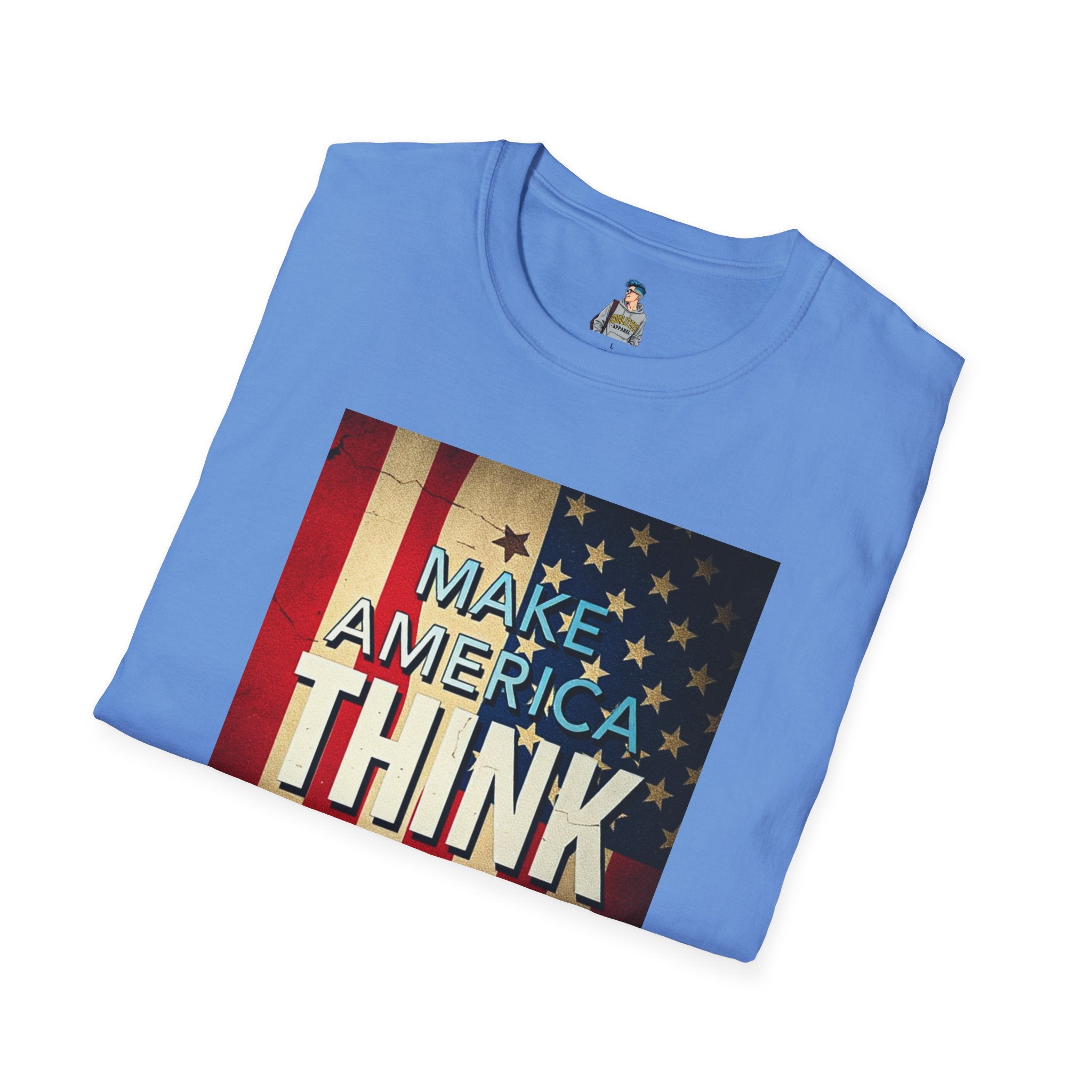 American Patriot Pride Unisex Softstyle T-Shirt, Make America Think Again Political Tee