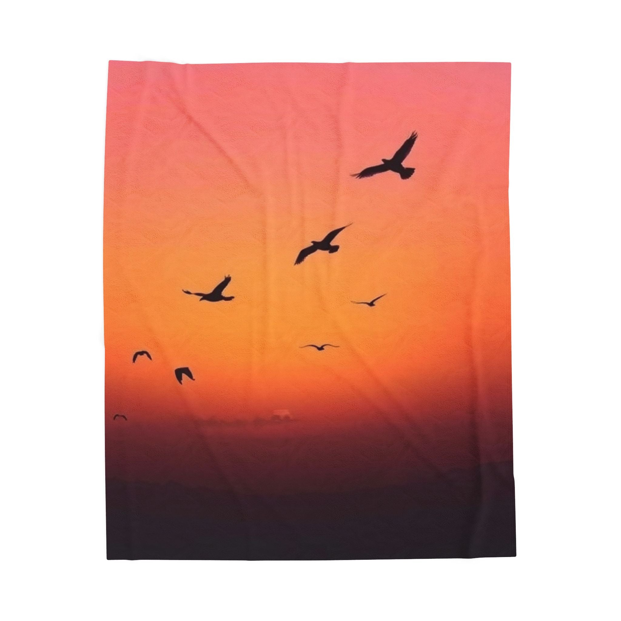 Birds at Dusk Velveteen Plush Blanket – For Comfort and Warmth