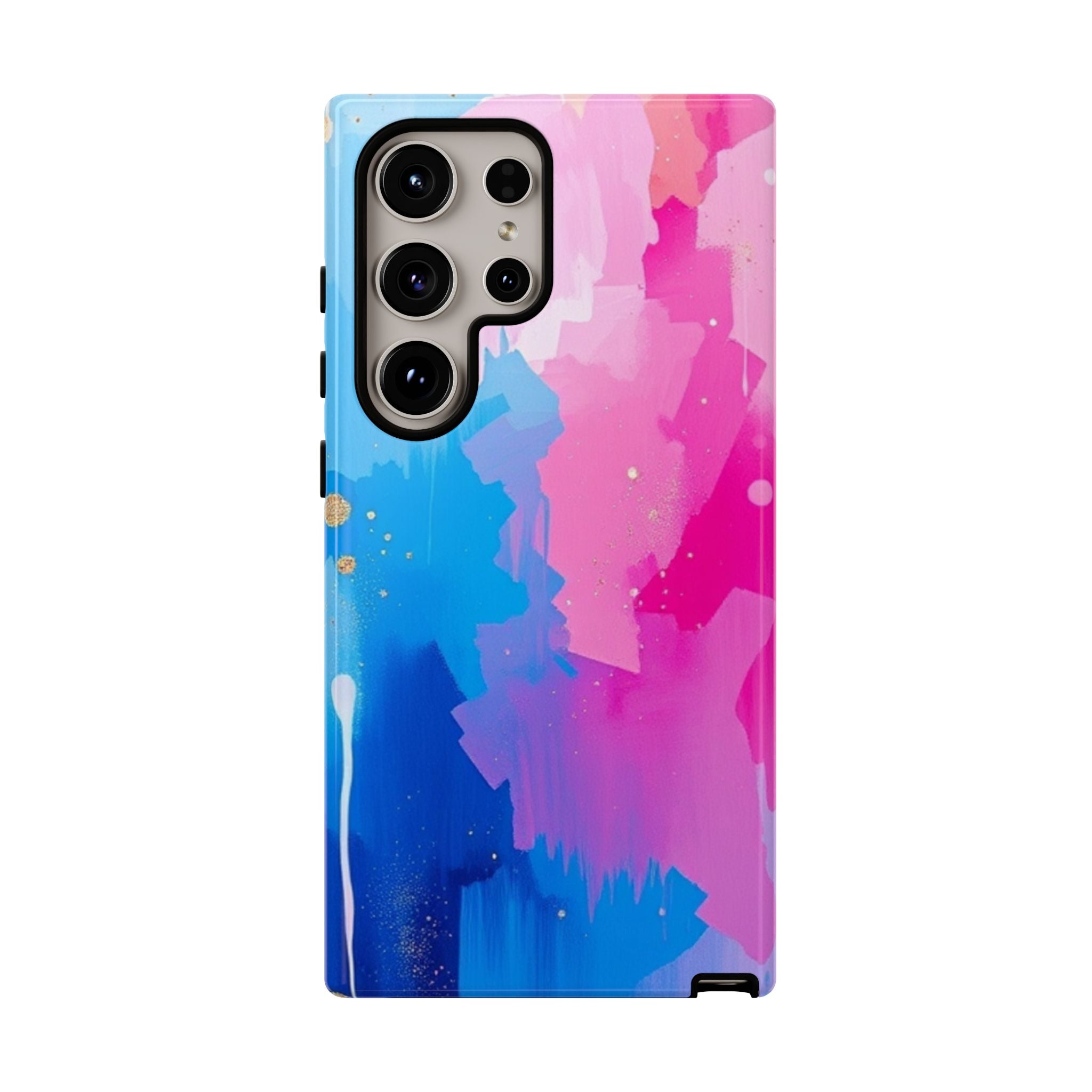 Android OR iPhone Compatible Cases - Pink and Blue Color Splash Design