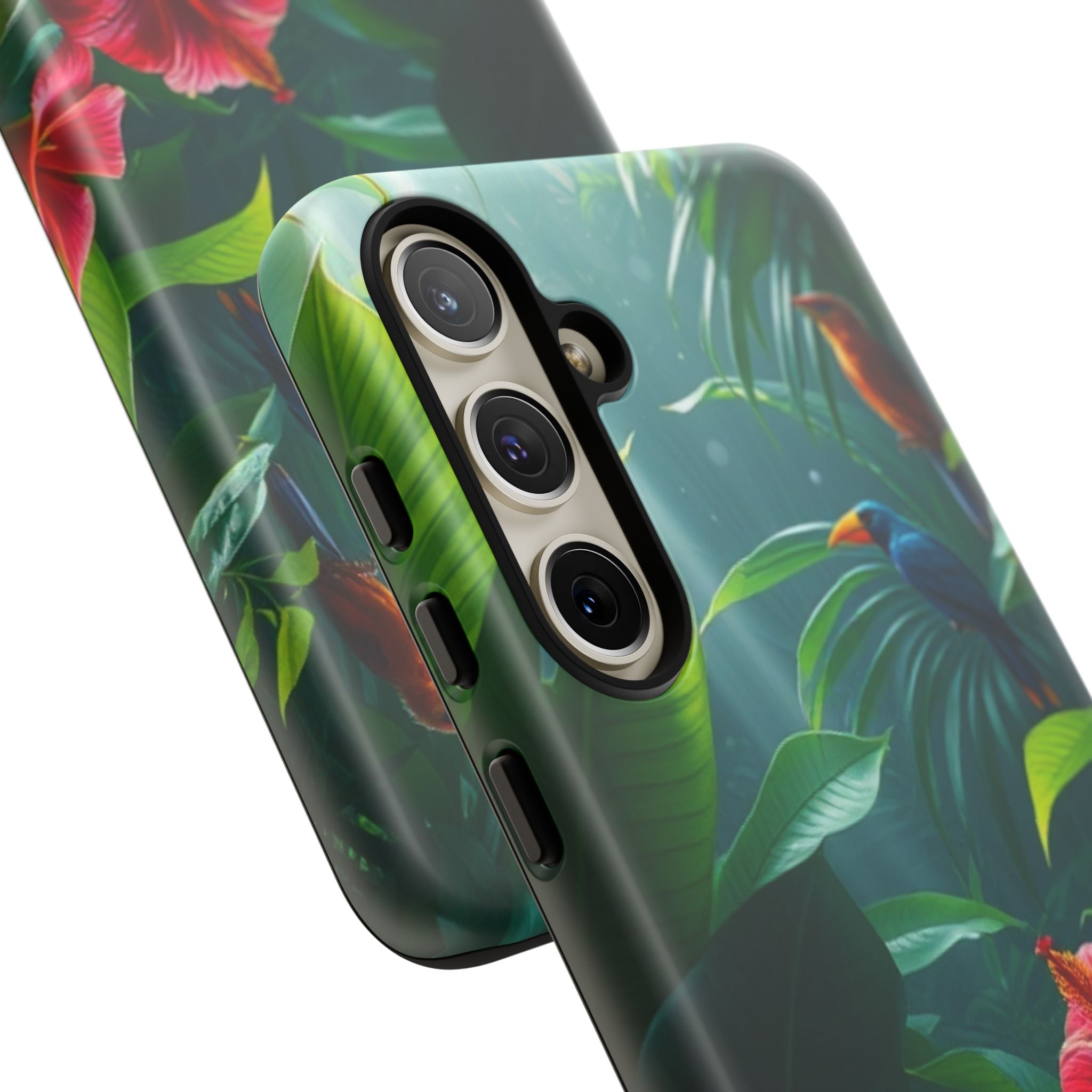 Android OR iPhone Compatible Cases - Tropical Flower & Bird Design - Unique Tough Cases