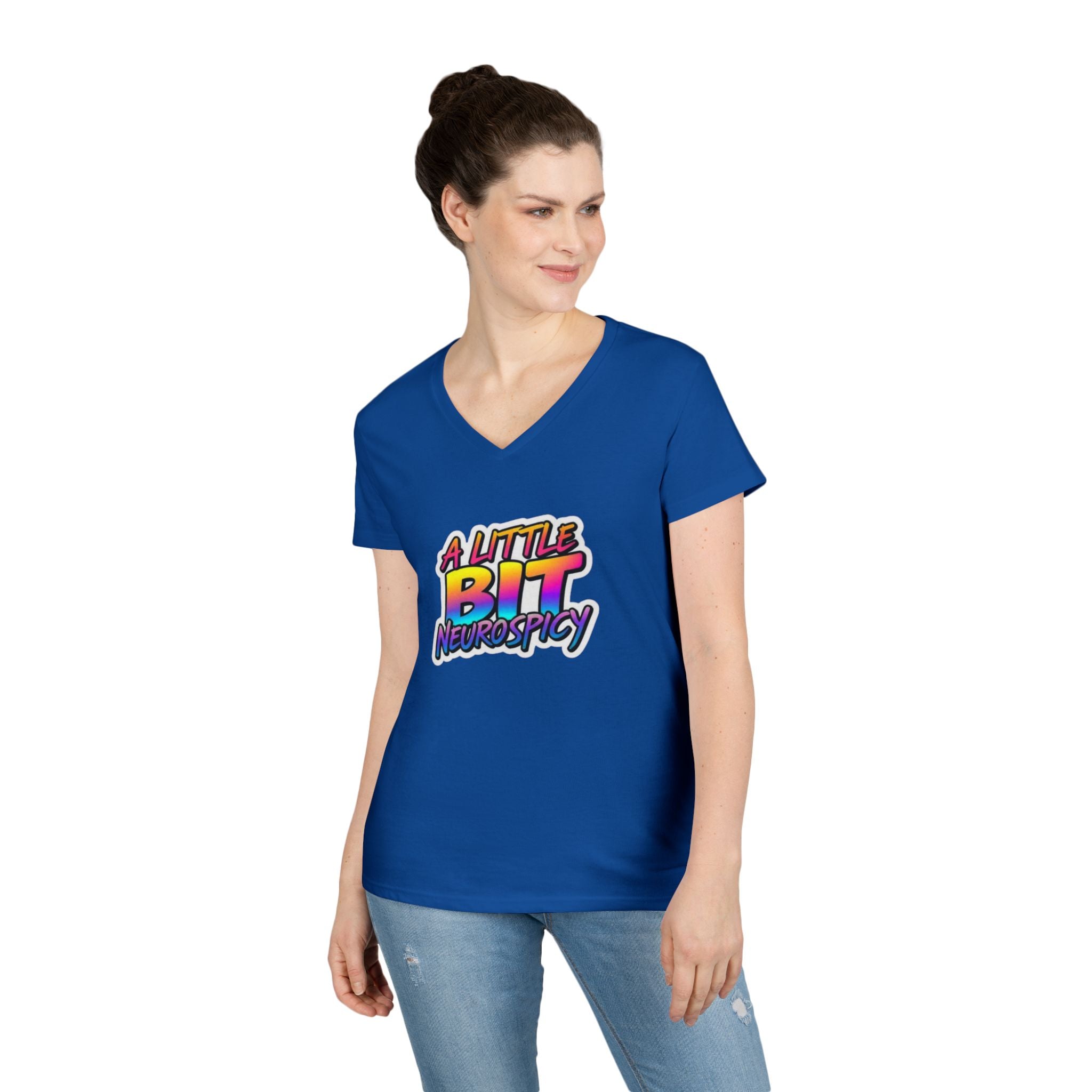 Neurospicy Ladies' V-Neck T-Shirt - Neurodivergent Awareness Design