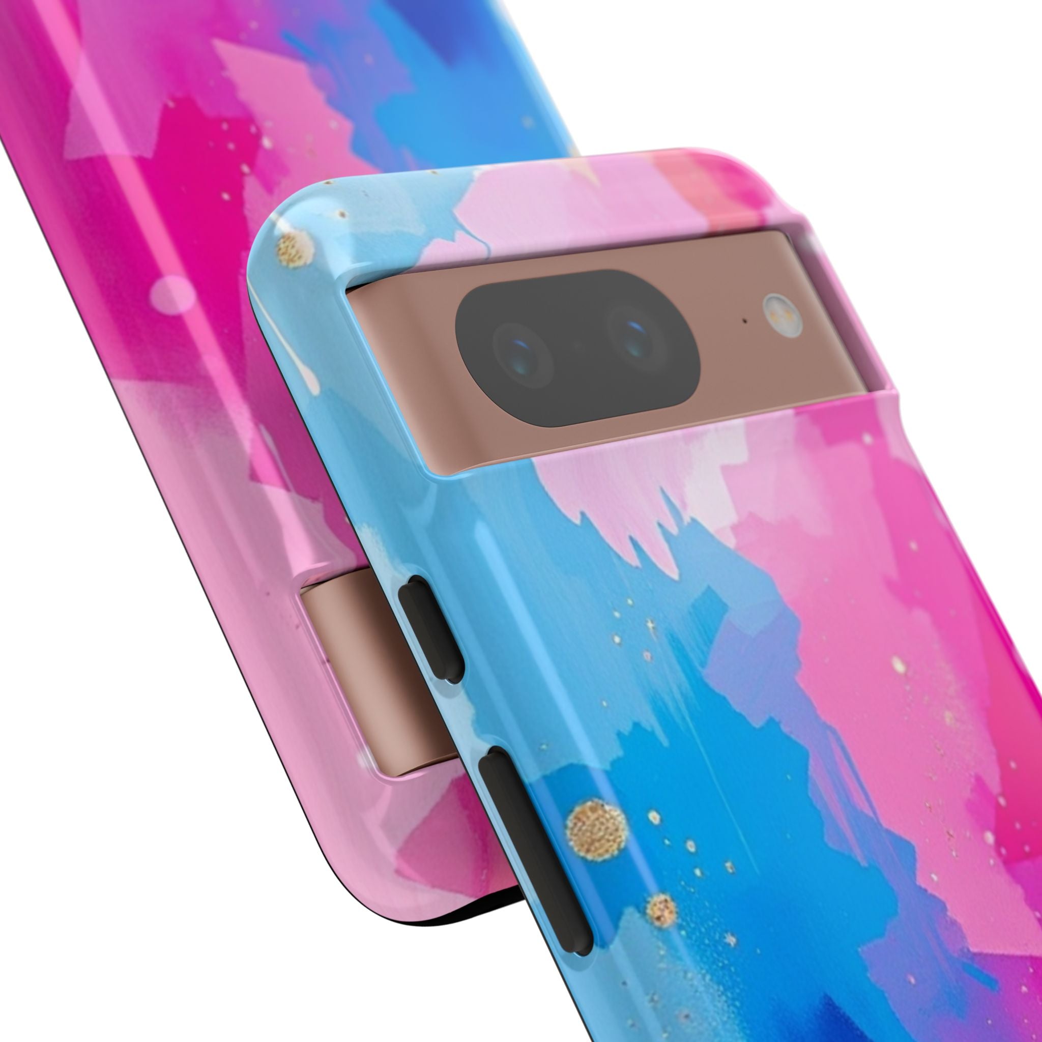 Android OR iPhone Compatible Cases - Pink and Blue Color Splash Design