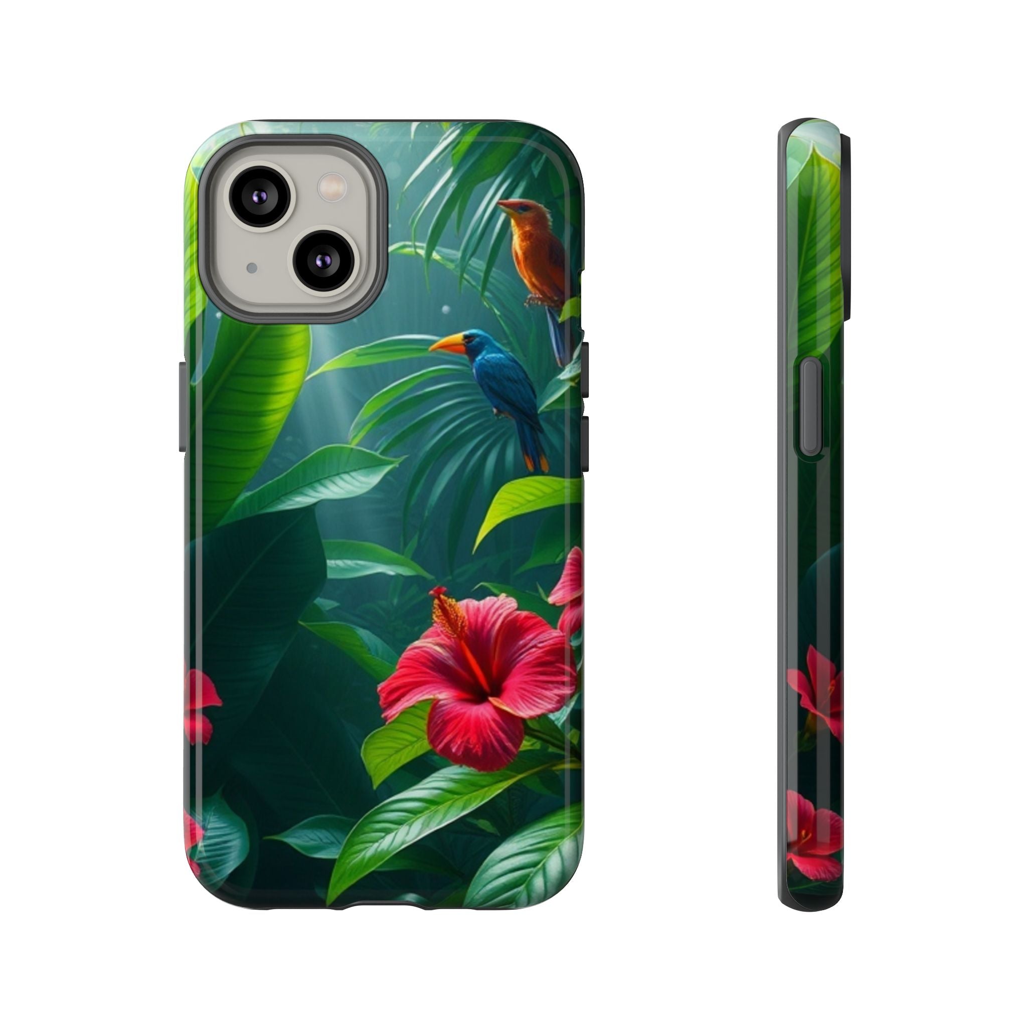 Android OR iPhone Compatible Cases - Tropical Flower & Bird Design - Unique Tough Cases