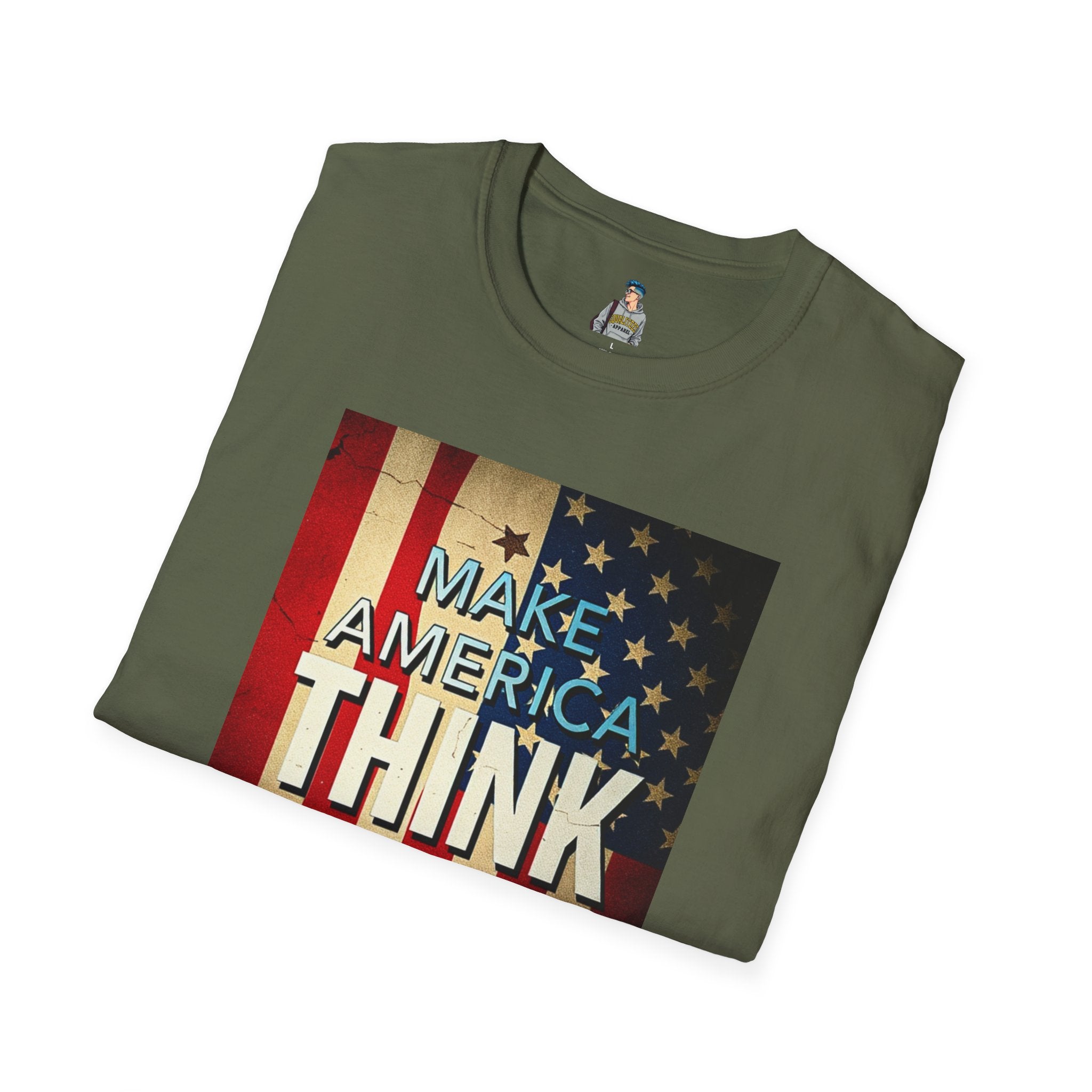 American Patriot Pride Unisex Softstyle T-Shirt, Make America Think Again Political Tee