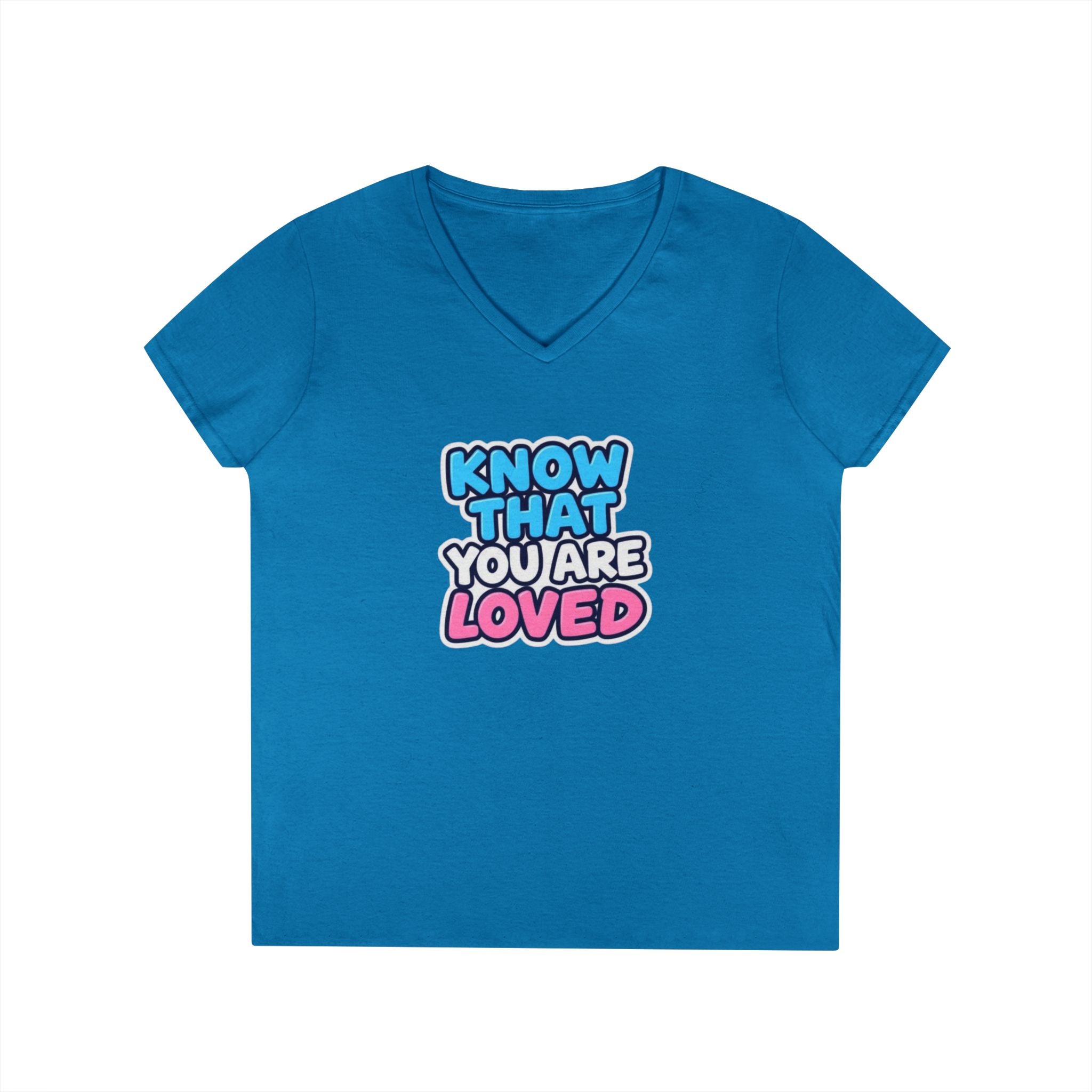 Know That You Are Loved Ladies' V-Neck T-Shirt Trans Colors