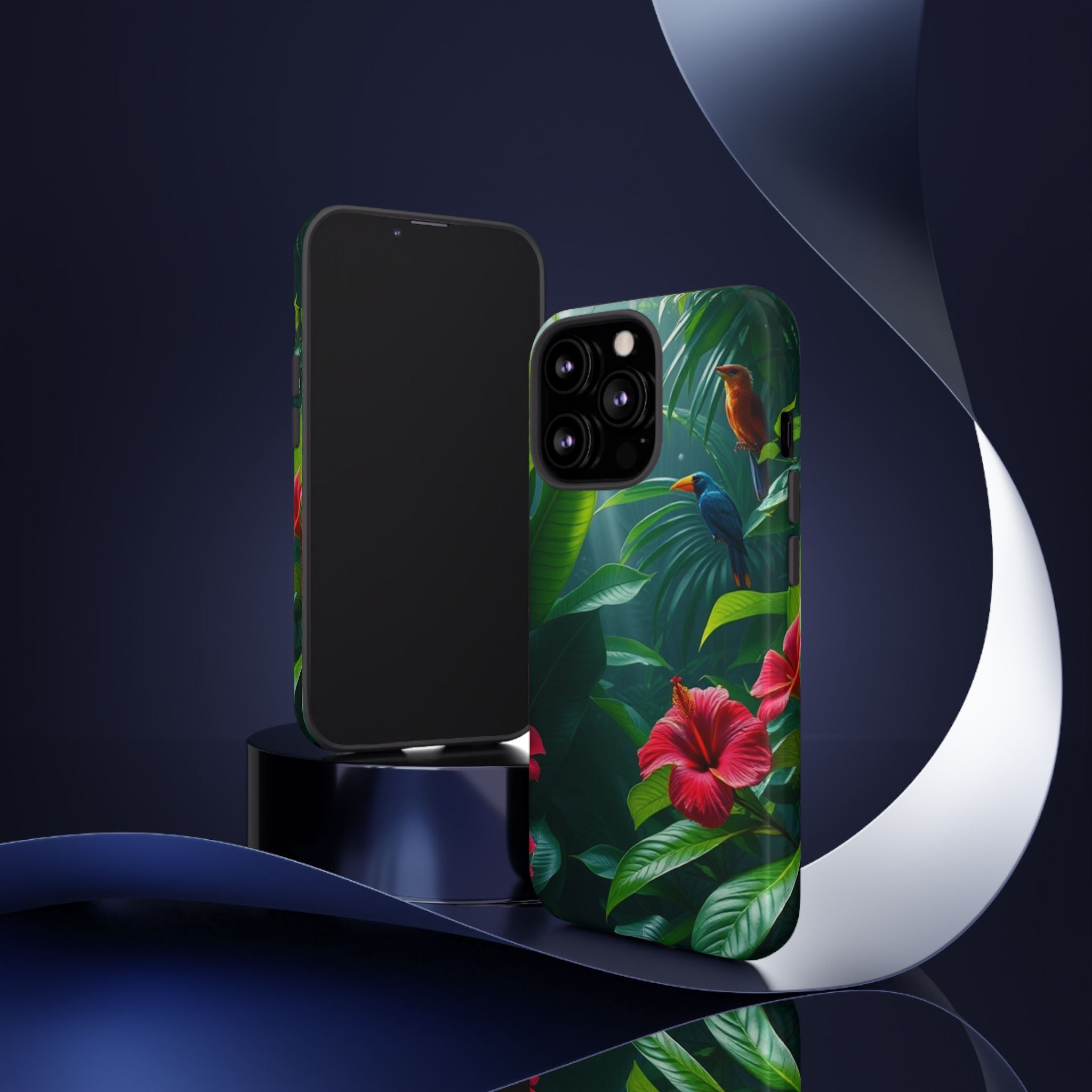 Android OR iPhone Compatible Cases - Tropical Flower & Bird Design - Unique Tough Cases