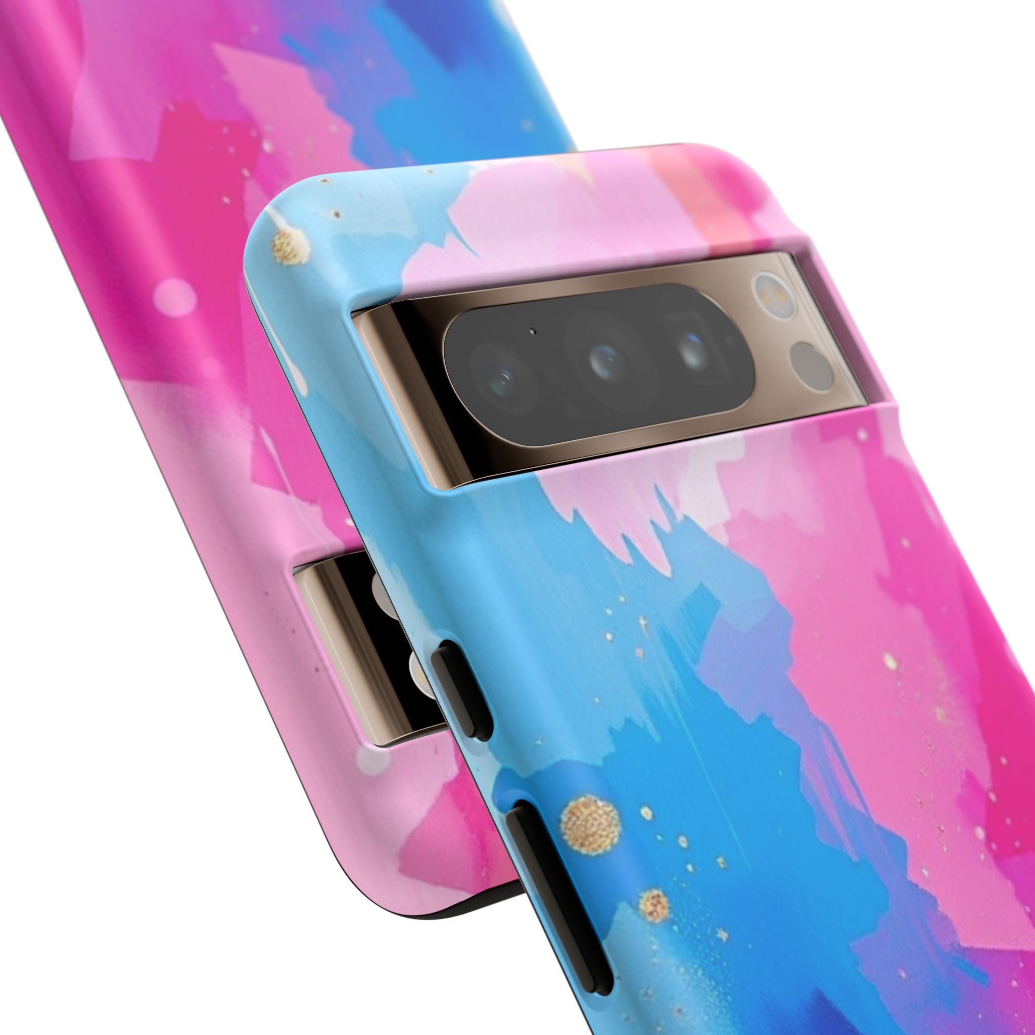 Android OR iPhone Compatible Cases - Pink and Blue Color Splash Design