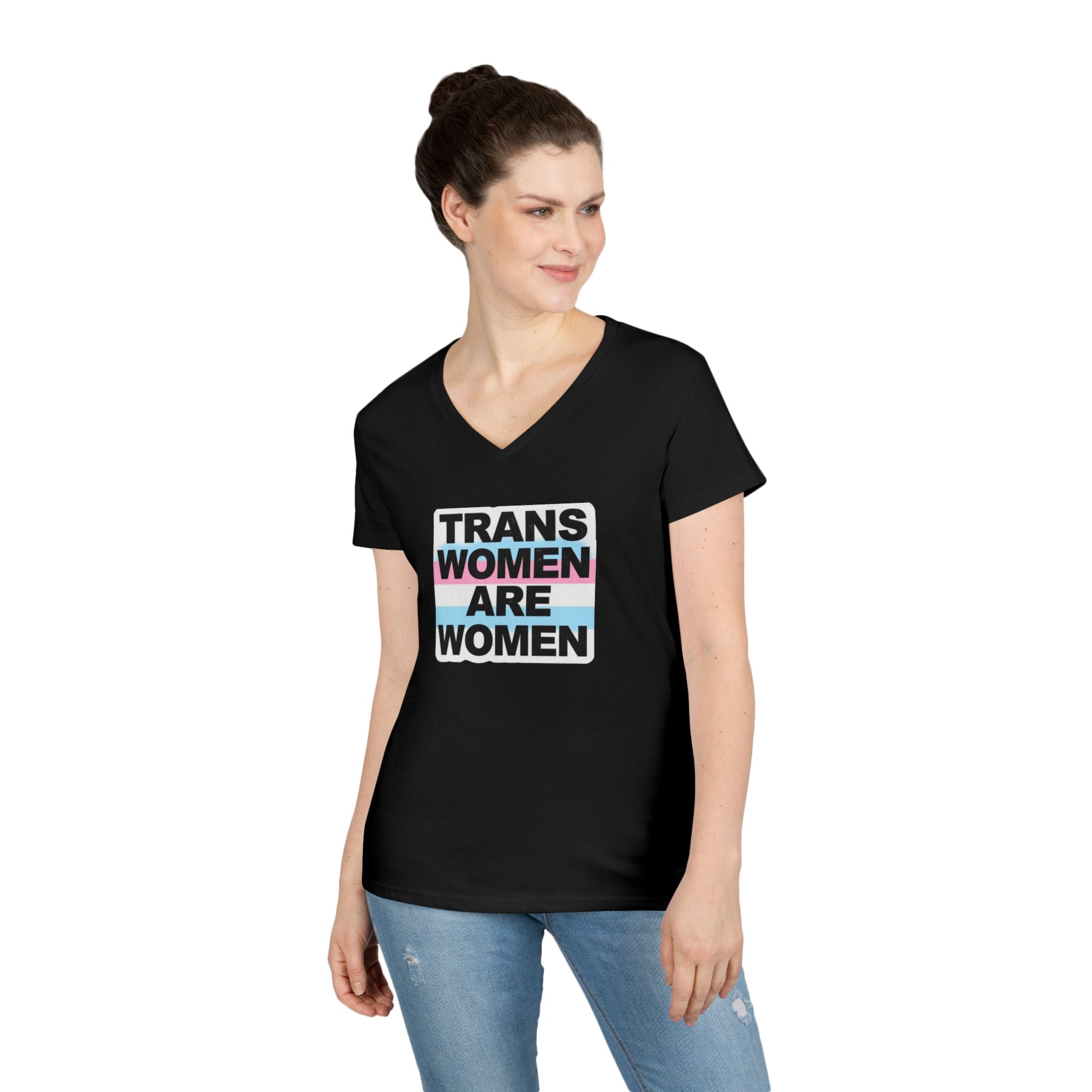 Trans Women Are Women V-Neck T-Shirt - Empowerment Tee for Allies