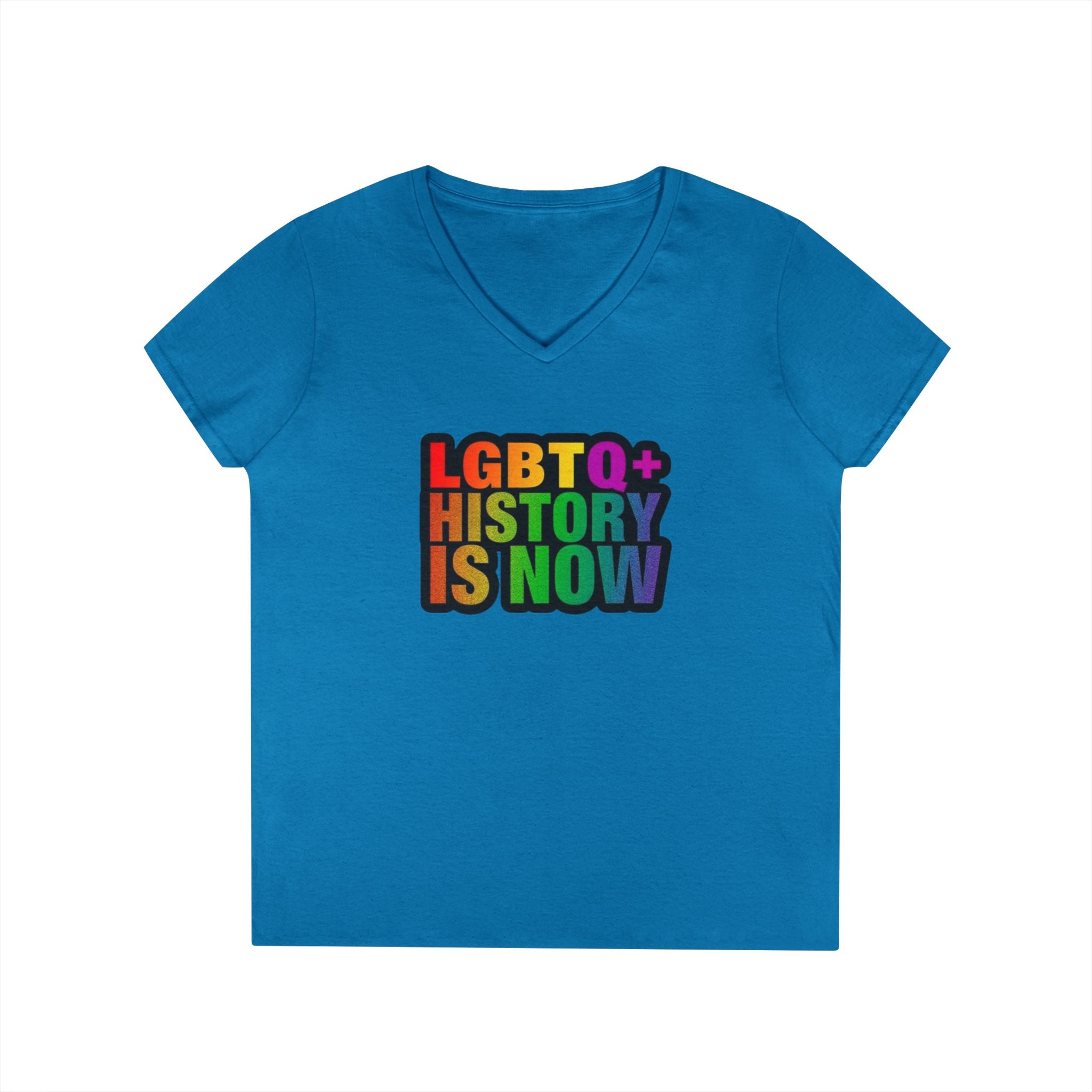 LGBTQ+ History V-Neck T-Shirt for Pride and Awareness