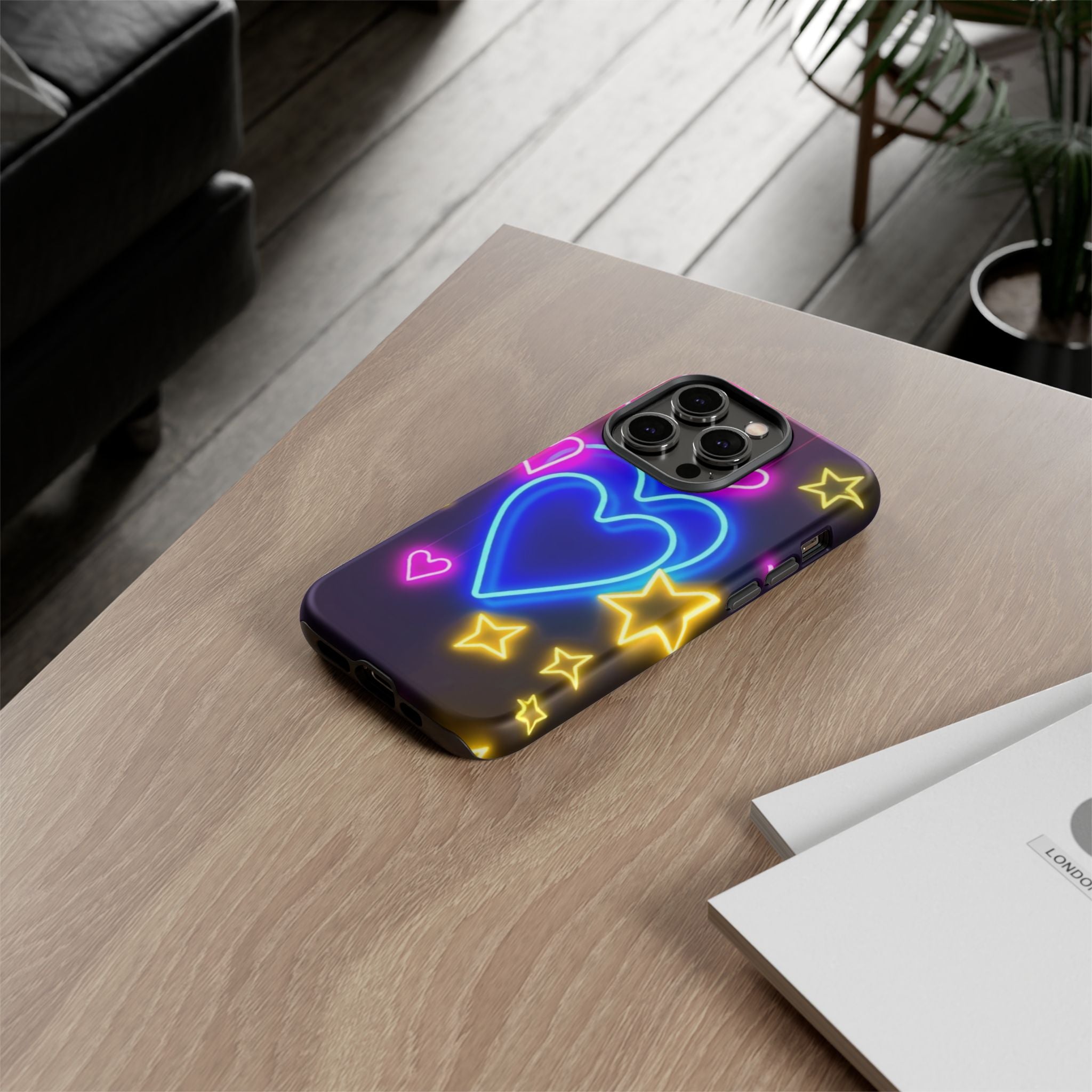 Android OR iPhone Compatible Cases - Neon Love Design - Unique Tough Cases