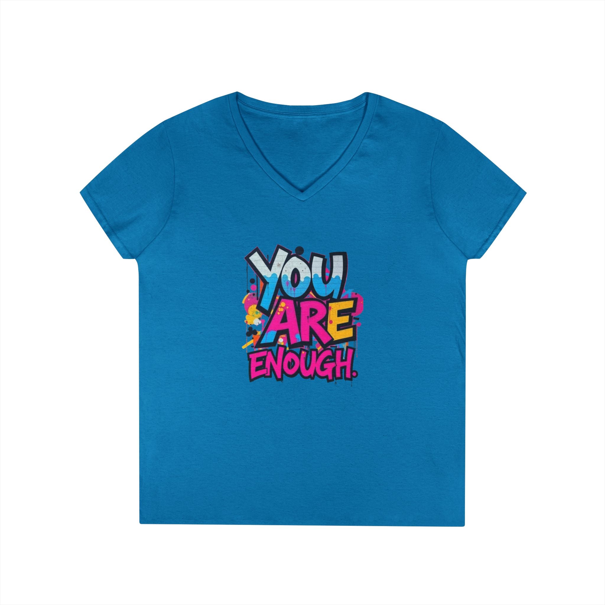 You Are Enough Ladies' V-Neck T-Shirt - Inspirational Graphic Tee