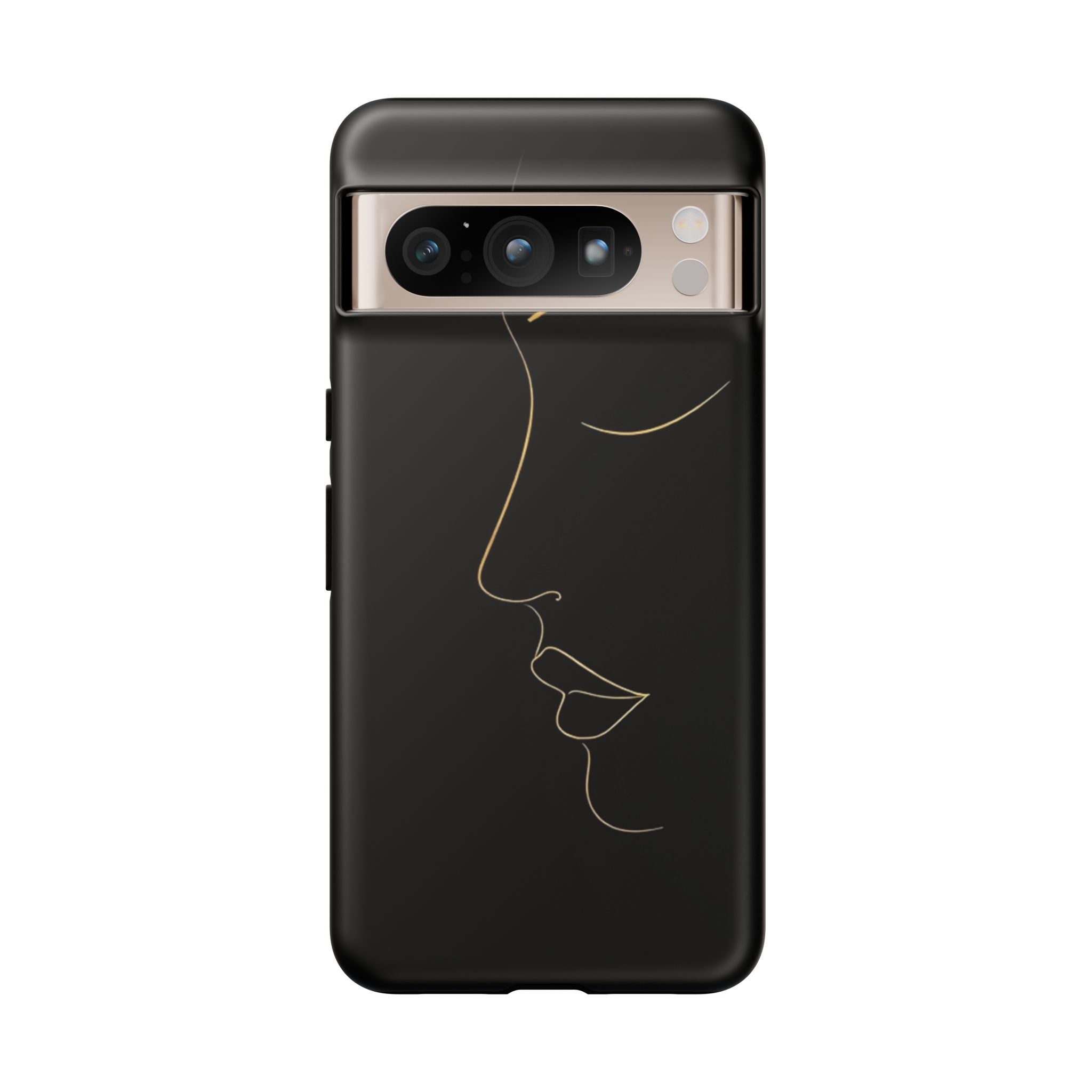 Android OR iPhone Compatible Cases - Gold Line Face Design - Unique Tough Cases