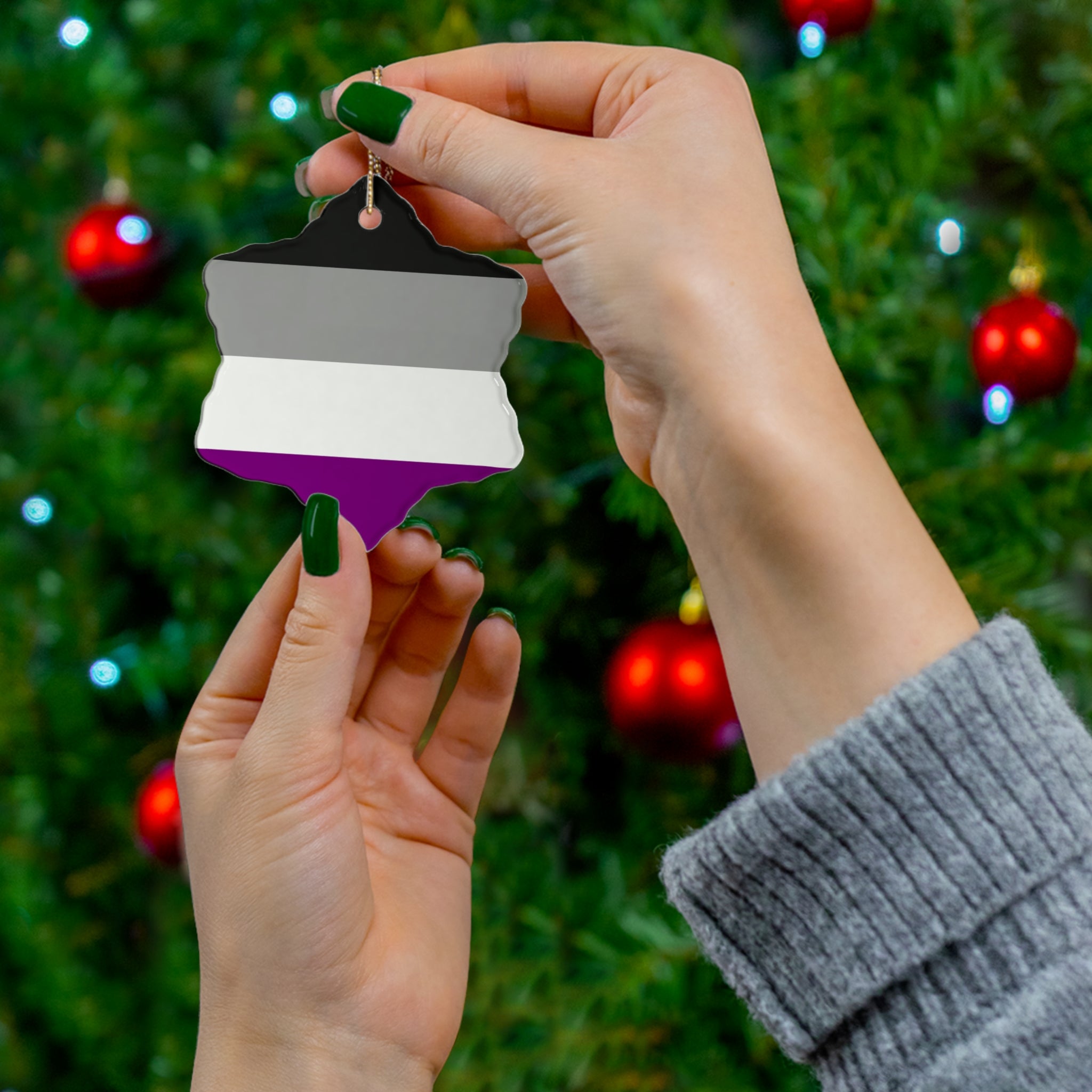 Asexual Pride-Themed Ceramic Ornament Set - 4 Unique Shapes for Celebrations and Decor