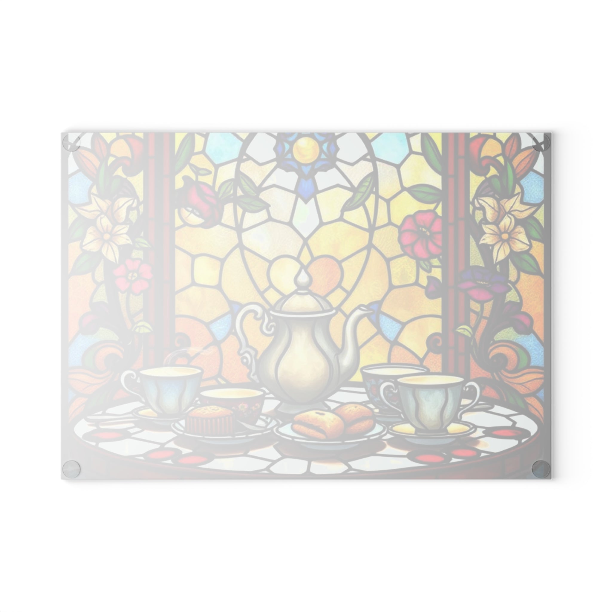Artistic Stained Glass Cutting Board - Elegant Kitchen Decor for Tea Lovers