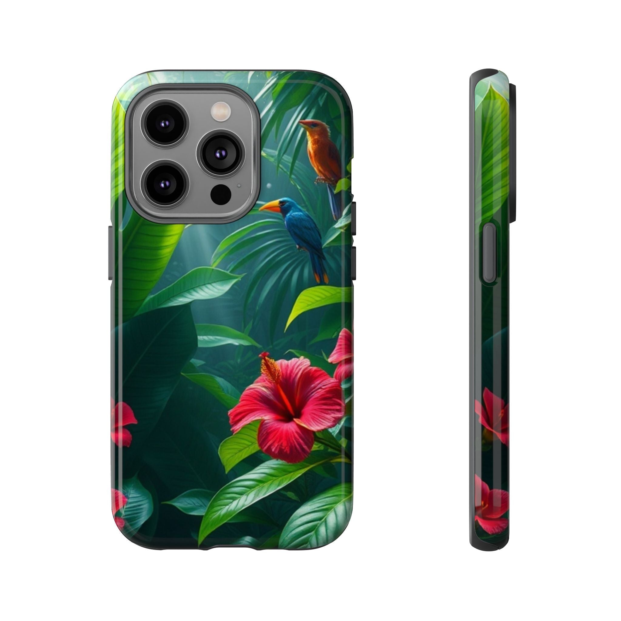 Android OR iPhone Compatible Cases - Tropical Flower & Bird Design - Unique Tough Cases