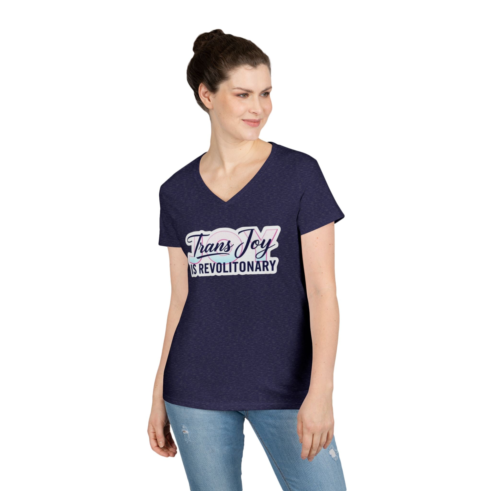 Trans Joy Ladies' V-Neck T-Shirt - Celebrate the LGBTQ+ Community
