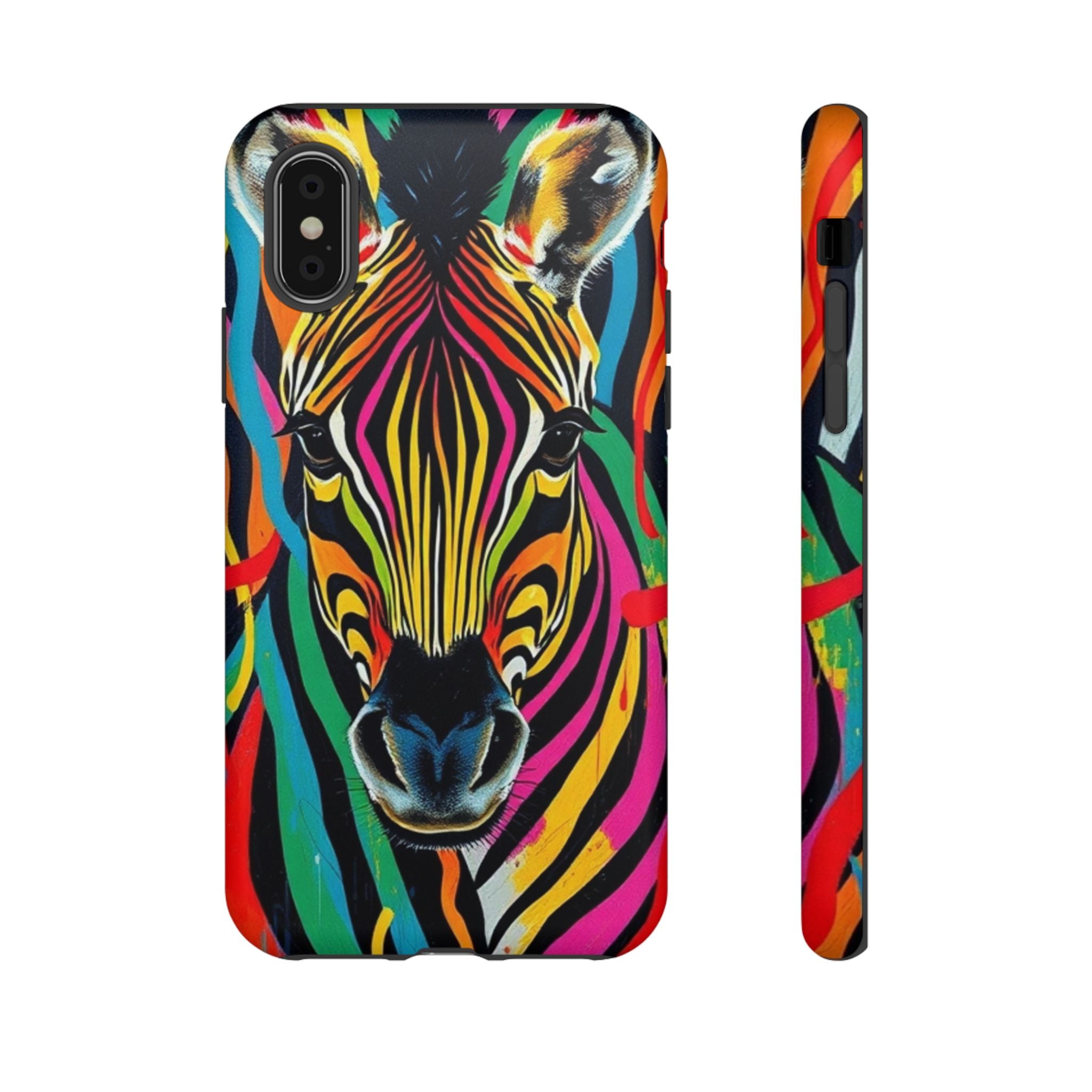 Android OR iPhone Compatible Cases - Rainbow Zebra Design - Unique Tough Cases