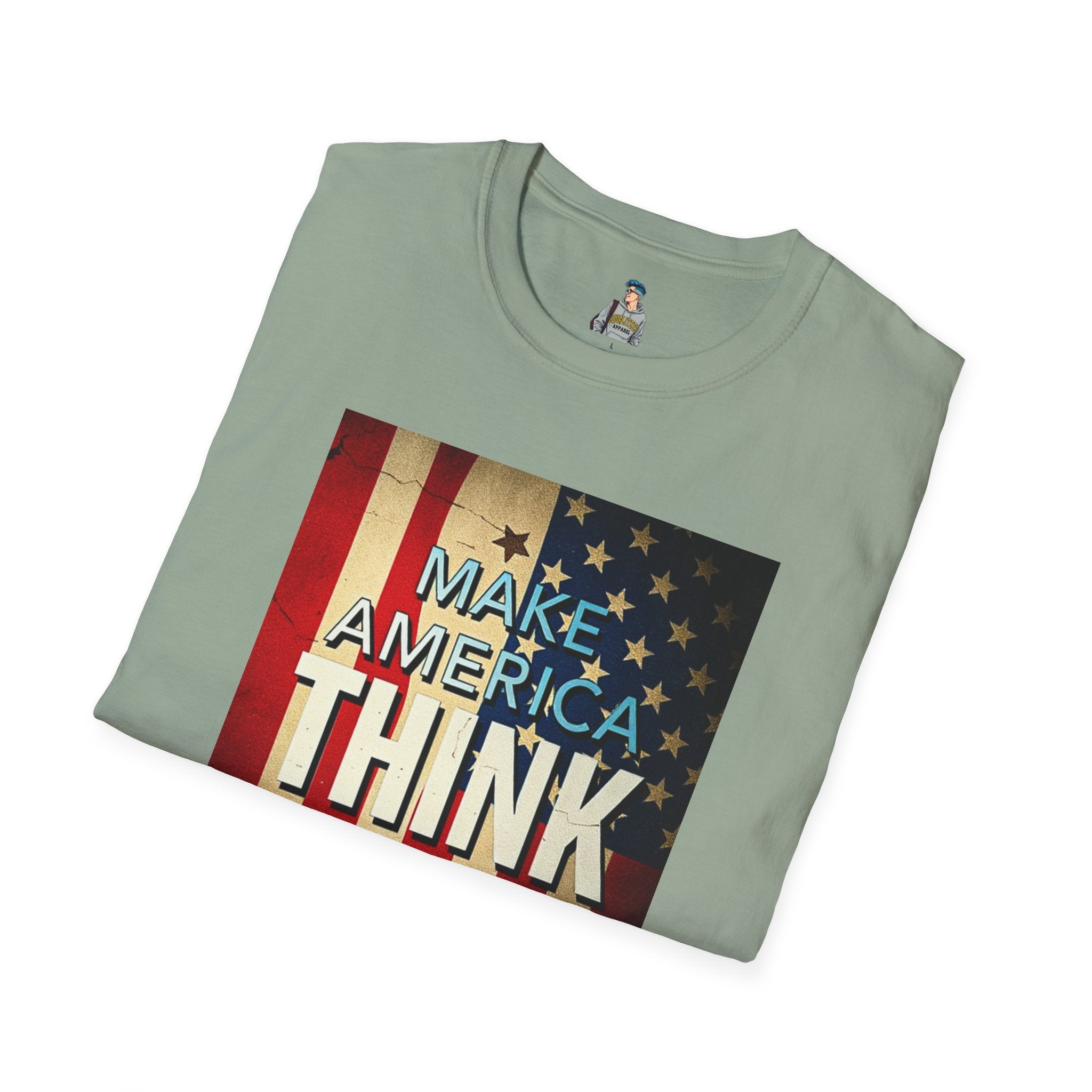 American Patriot Pride Unisex Softstyle T-Shirt, Make America Think Again Political Tee