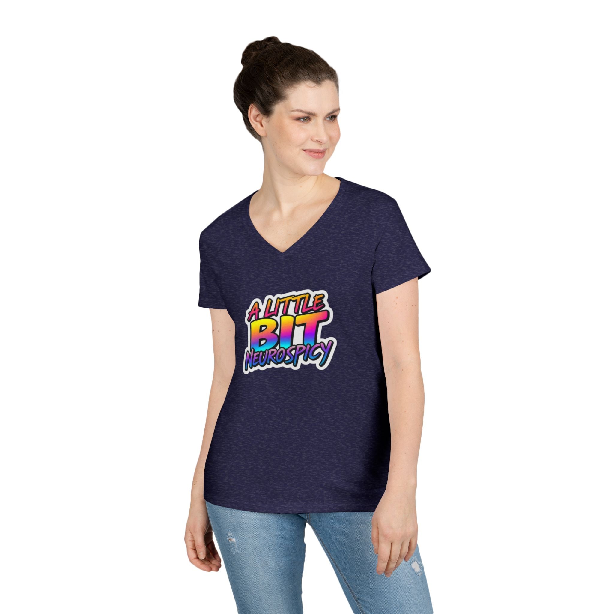 Neurospicy Ladies' V-Neck T-Shirt - Neurodivergent Awareness Design