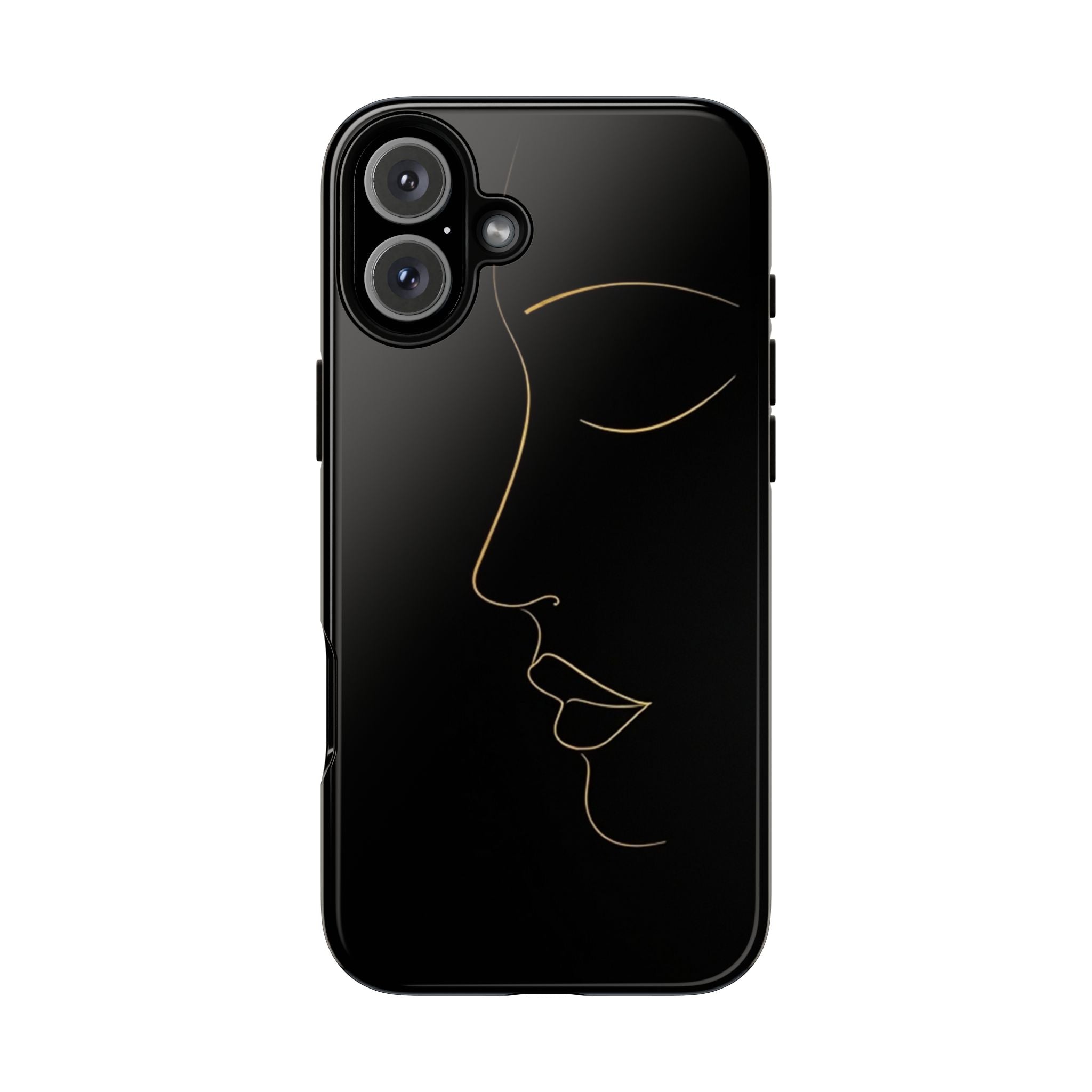 Android OR iPhone Compatible Cases - Gold Line Face Design - Unique Tough Cases