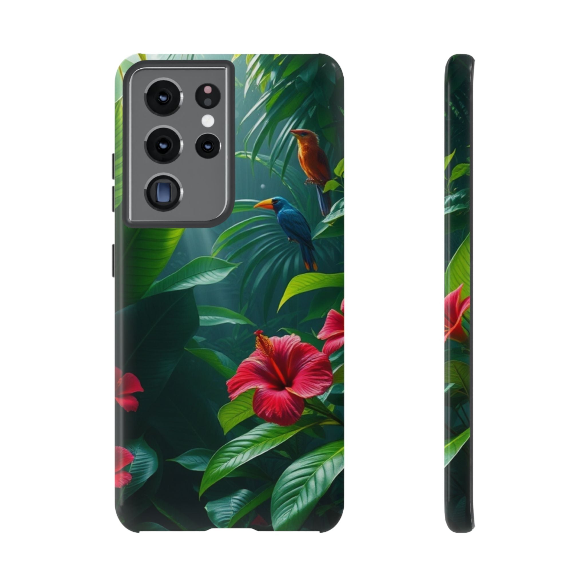 Android OR iPhone Compatible Cases - Tropical Flower & Bird Design - Unique Tough Cases
