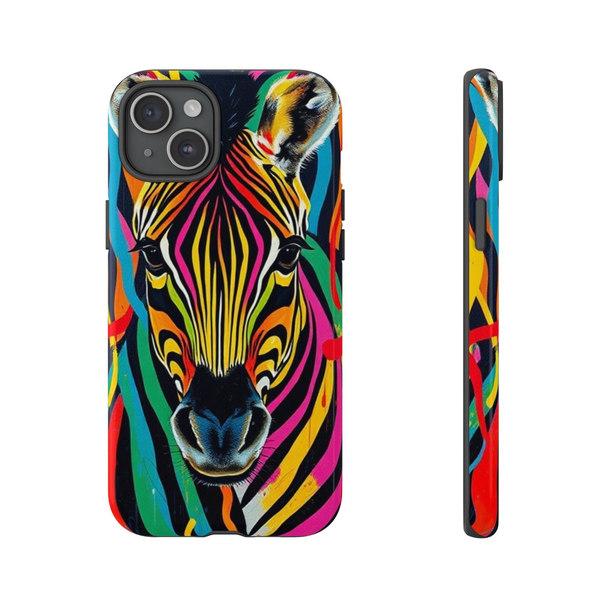 Android OR iPhone Compatible Cases - Rainbow Zebra Design - Unique Tough Cases