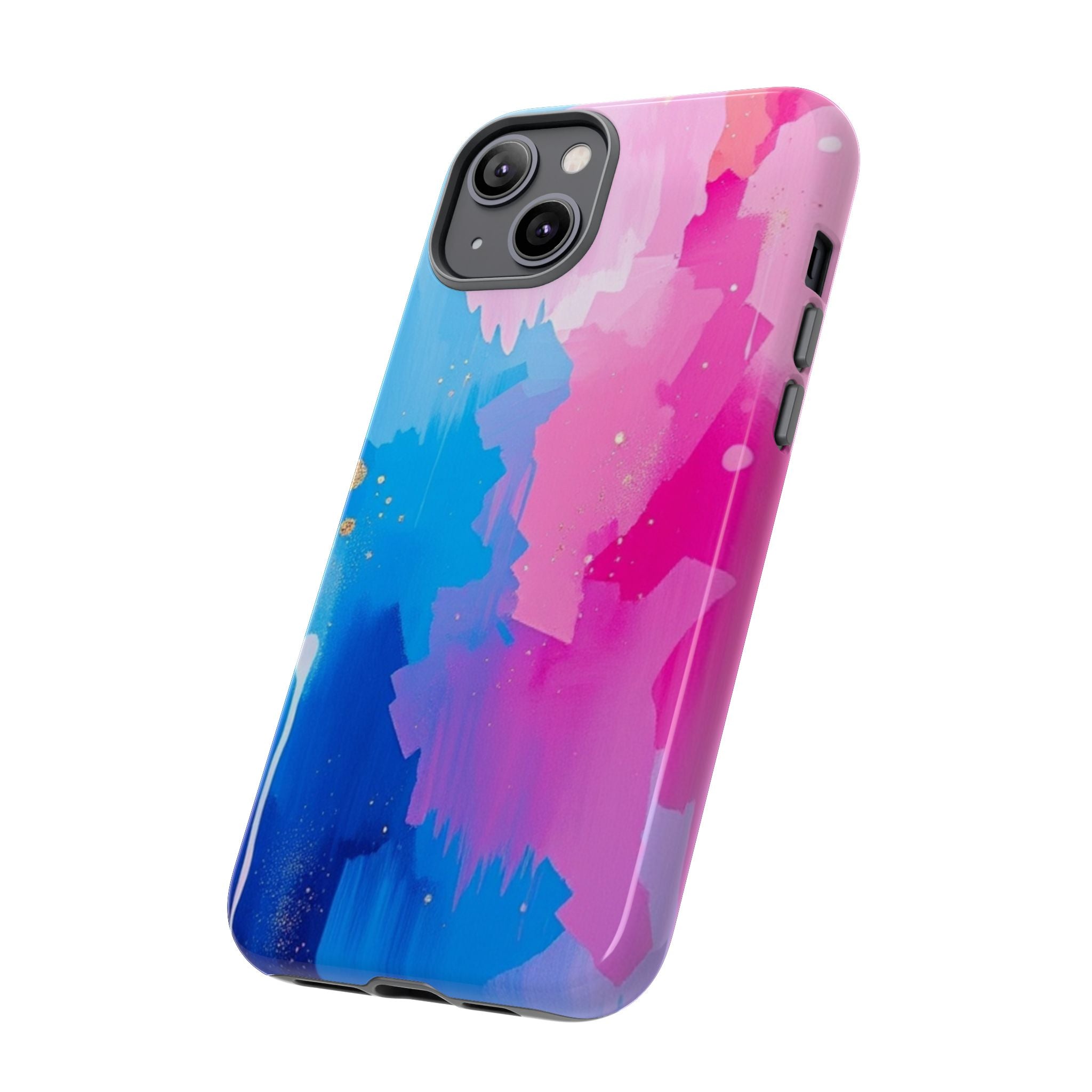 Android OR iPhone Compatible Cases - Pink and Blue Color Splash Design